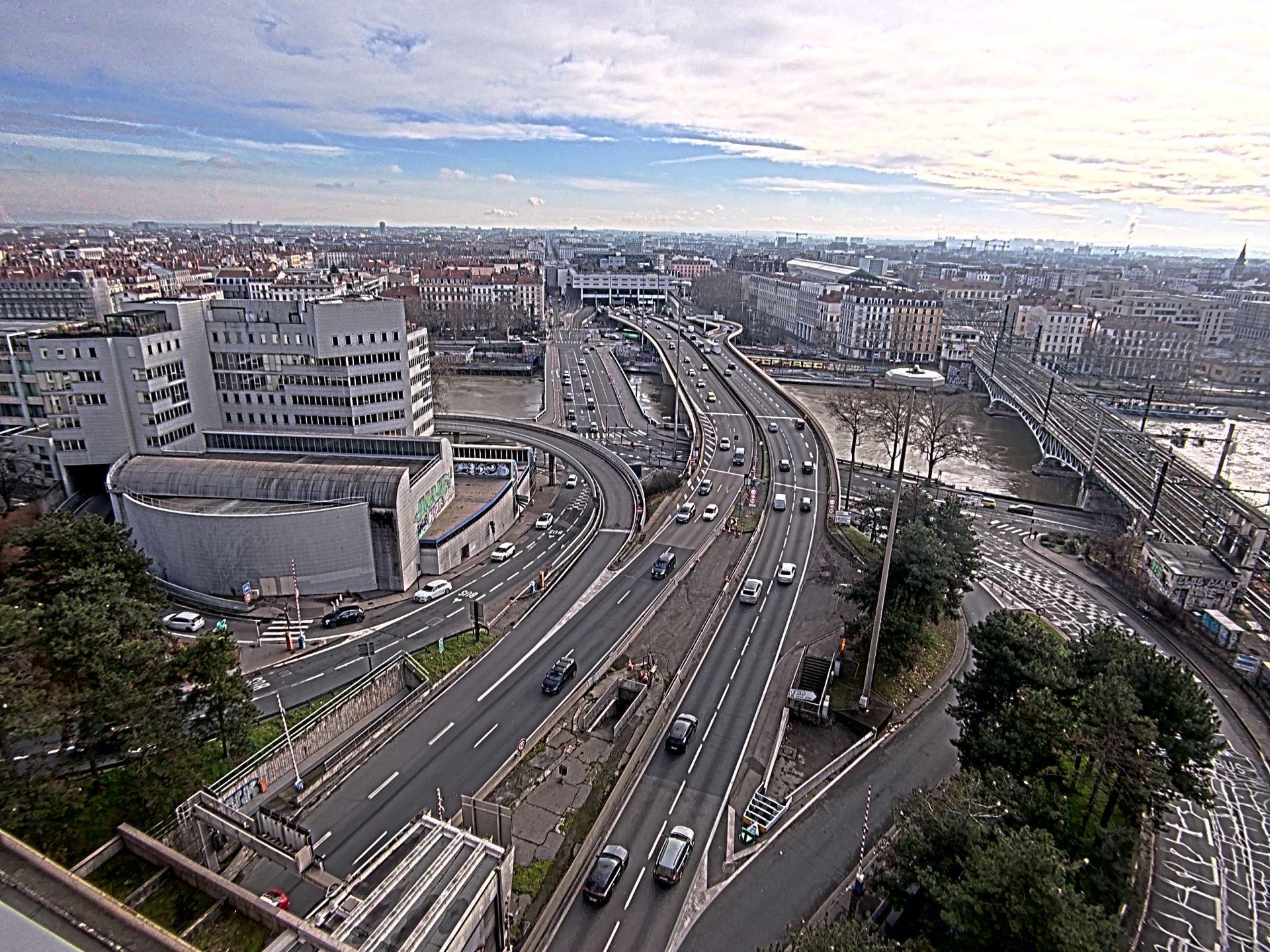 Caméra autoroute à Lyon Perrache à l'entrée Sud du Tunnel sous Fourvière, en direction de Marseille