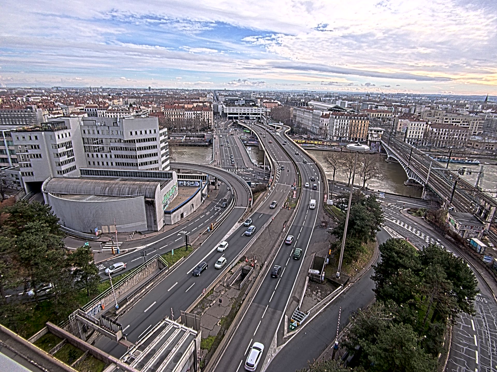 Caméra autoroute à Lyon Perrache à l'entrée Sud du Tunnel sous Fourvière, en direction de Marseille