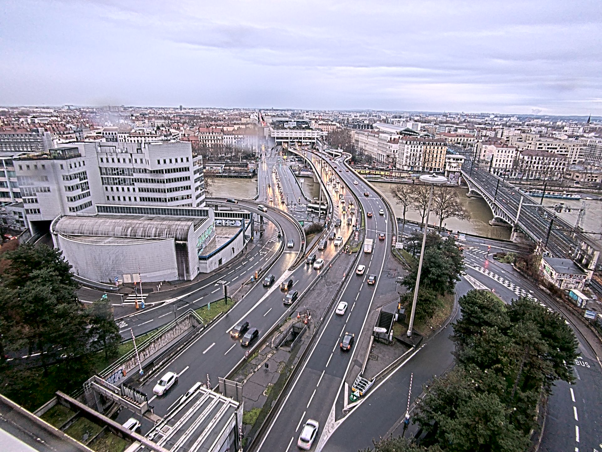 Caméra autoroute à Lyon Perrache à l'entrée Sud du Tunnel sous Fourvière, en direction de Marseille