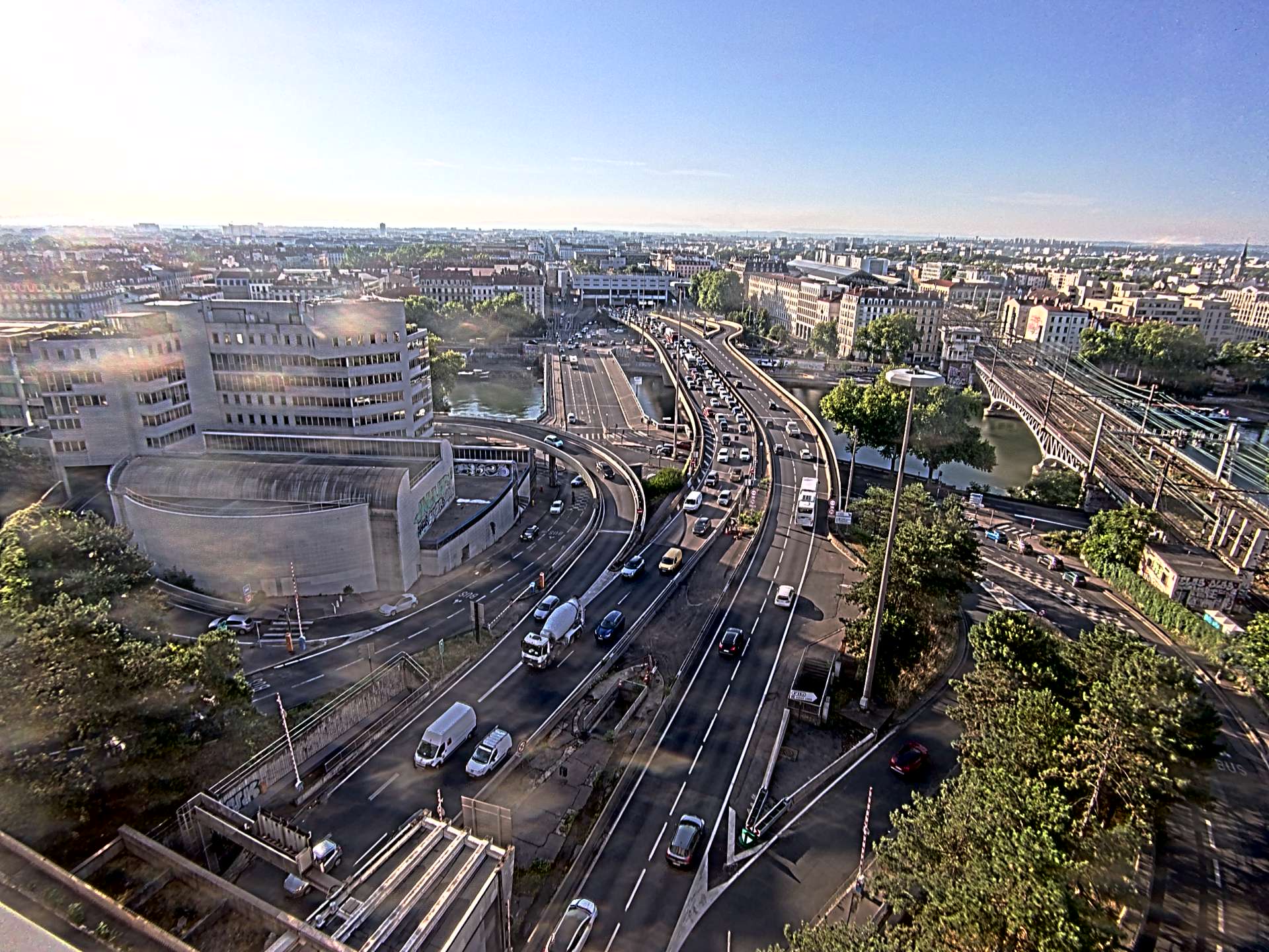 Caméra autoroute à Lyon Perrache à l'entrée Sud du Tunnel sous Fourvière, en direction de Marseille