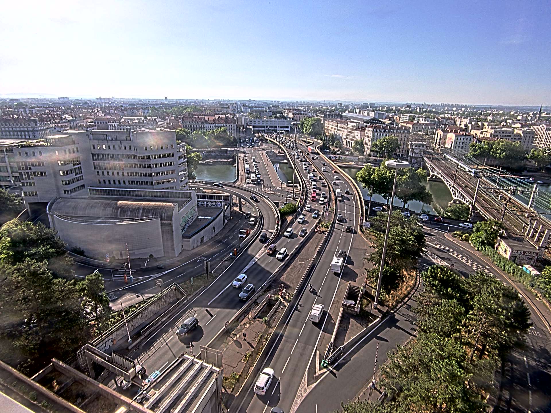 Caméra autoroute à Lyon Perrache à l'entrée Sud du Tunnel sous Fourvière, en direction de Marseille