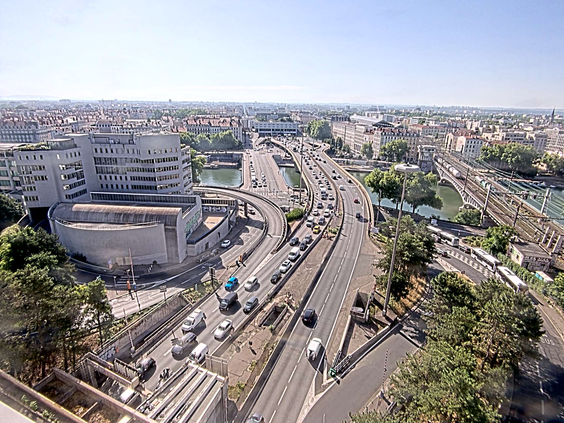 Caméra autoroute à Lyon Perrache à l'entrée Sud du Tunnel sous Fourvière, en direction de Marseille