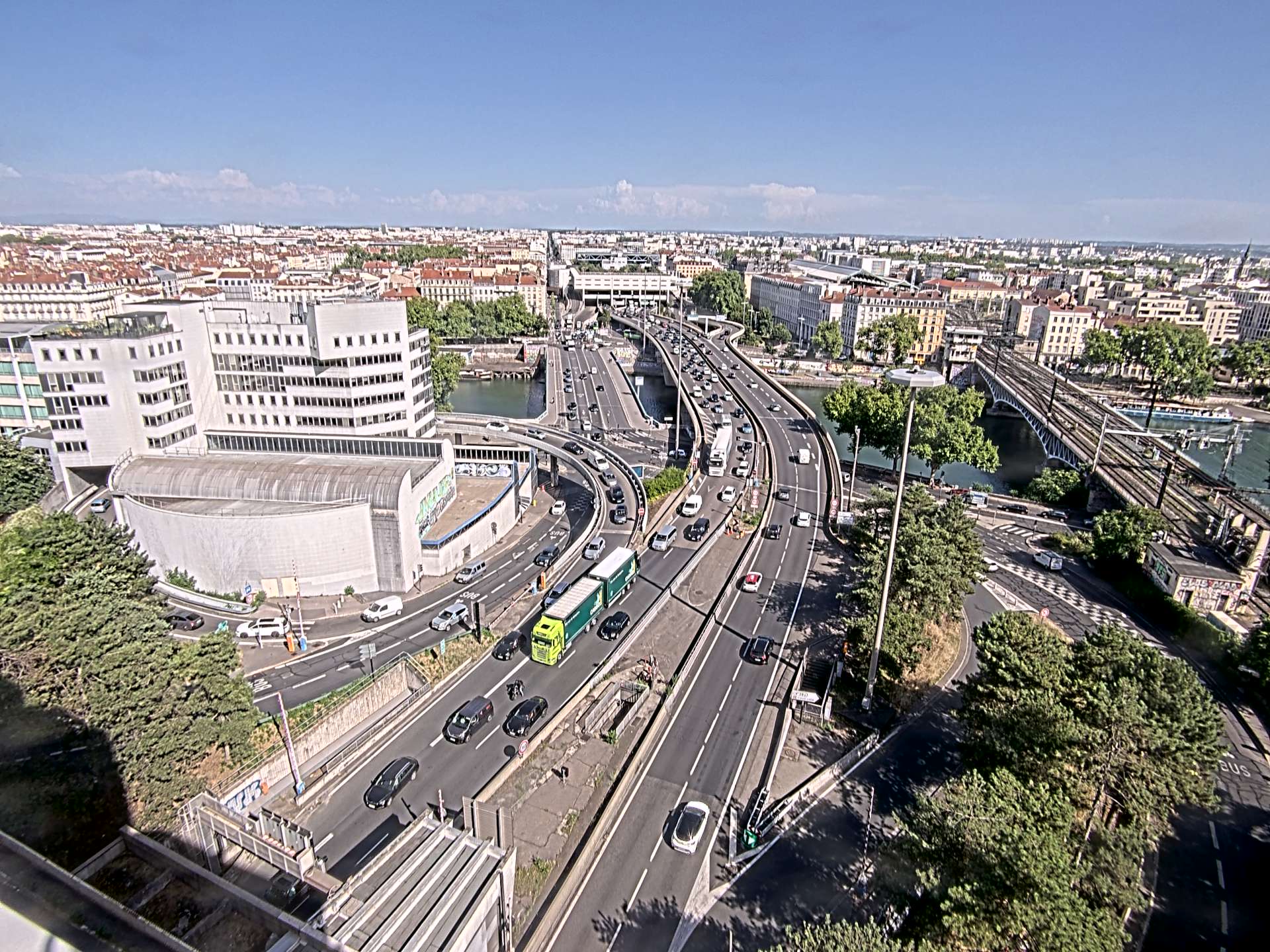 Caméra autoroute à Lyon Perrache à l'entrée Sud du Tunnel sous Fourvière, en direction de Marseille