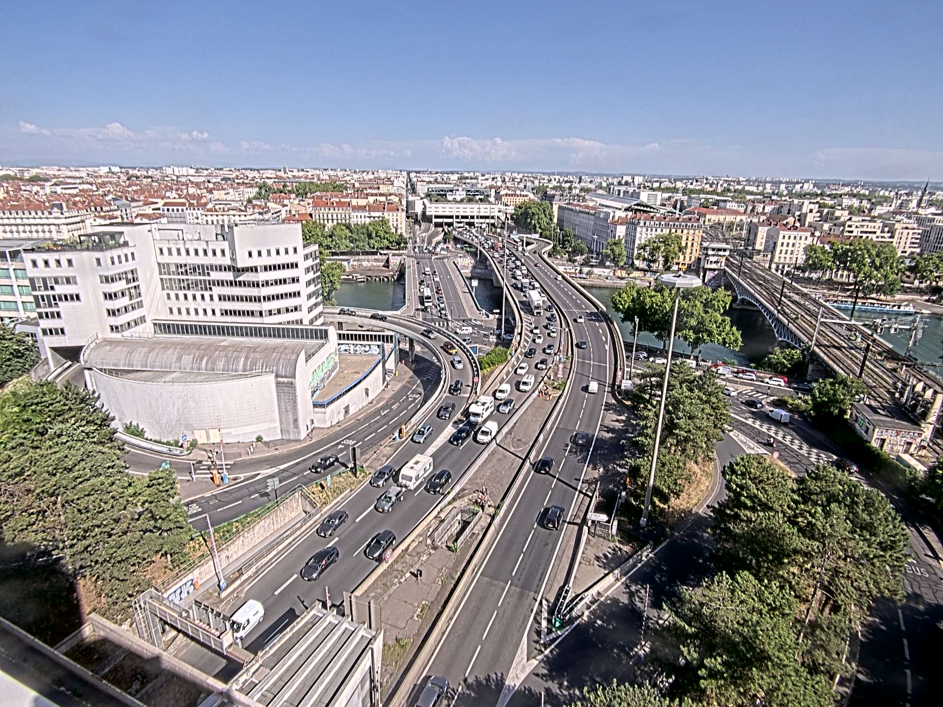 Caméra autoroute à Lyon Perrache à l'entrée Sud du Tunnel sous Fourvière, en direction de Marseille