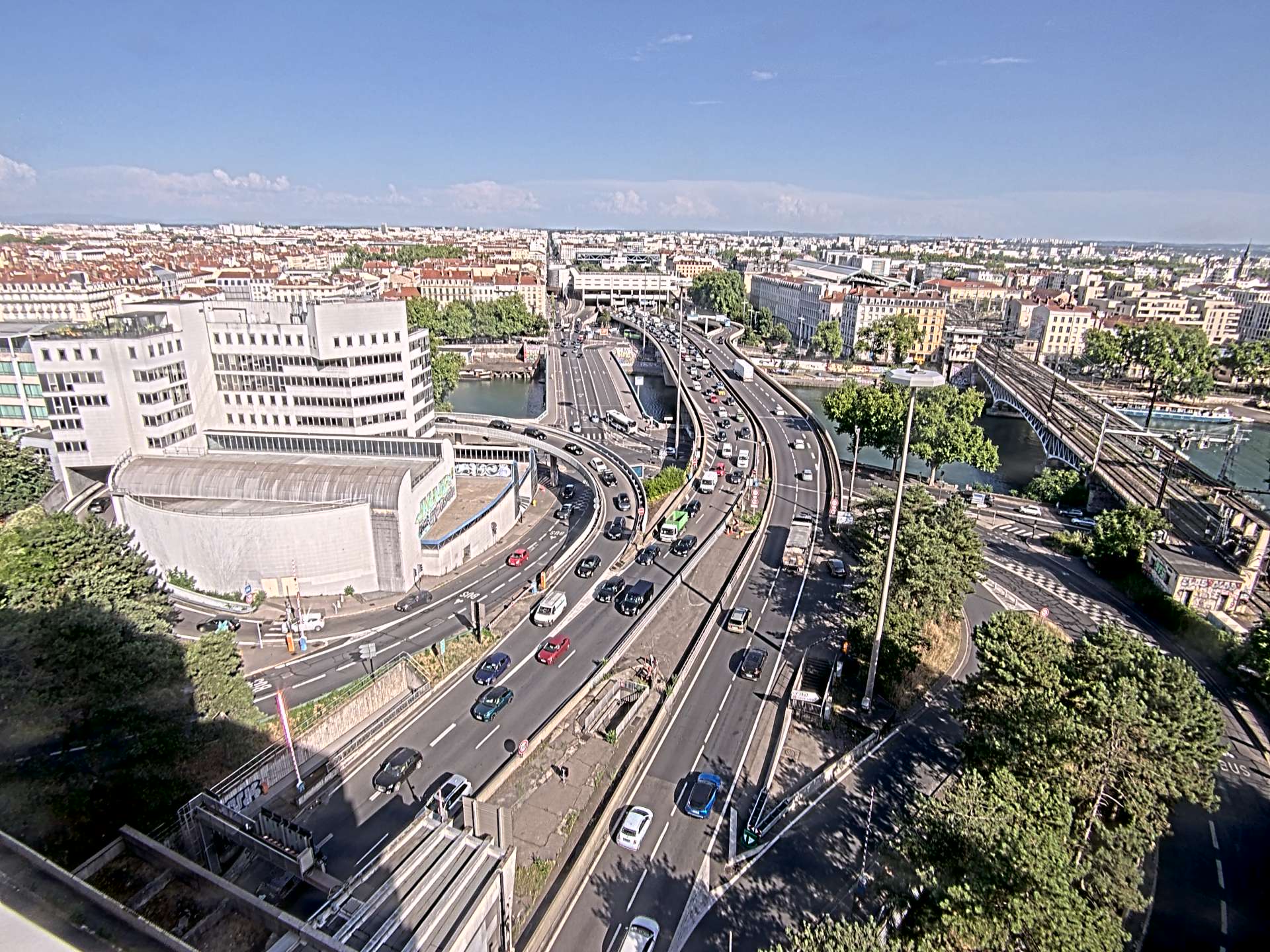 Caméra autoroute à Lyon Perrache à l'entrée Sud du Tunnel sous Fourvière, en direction de Marseille