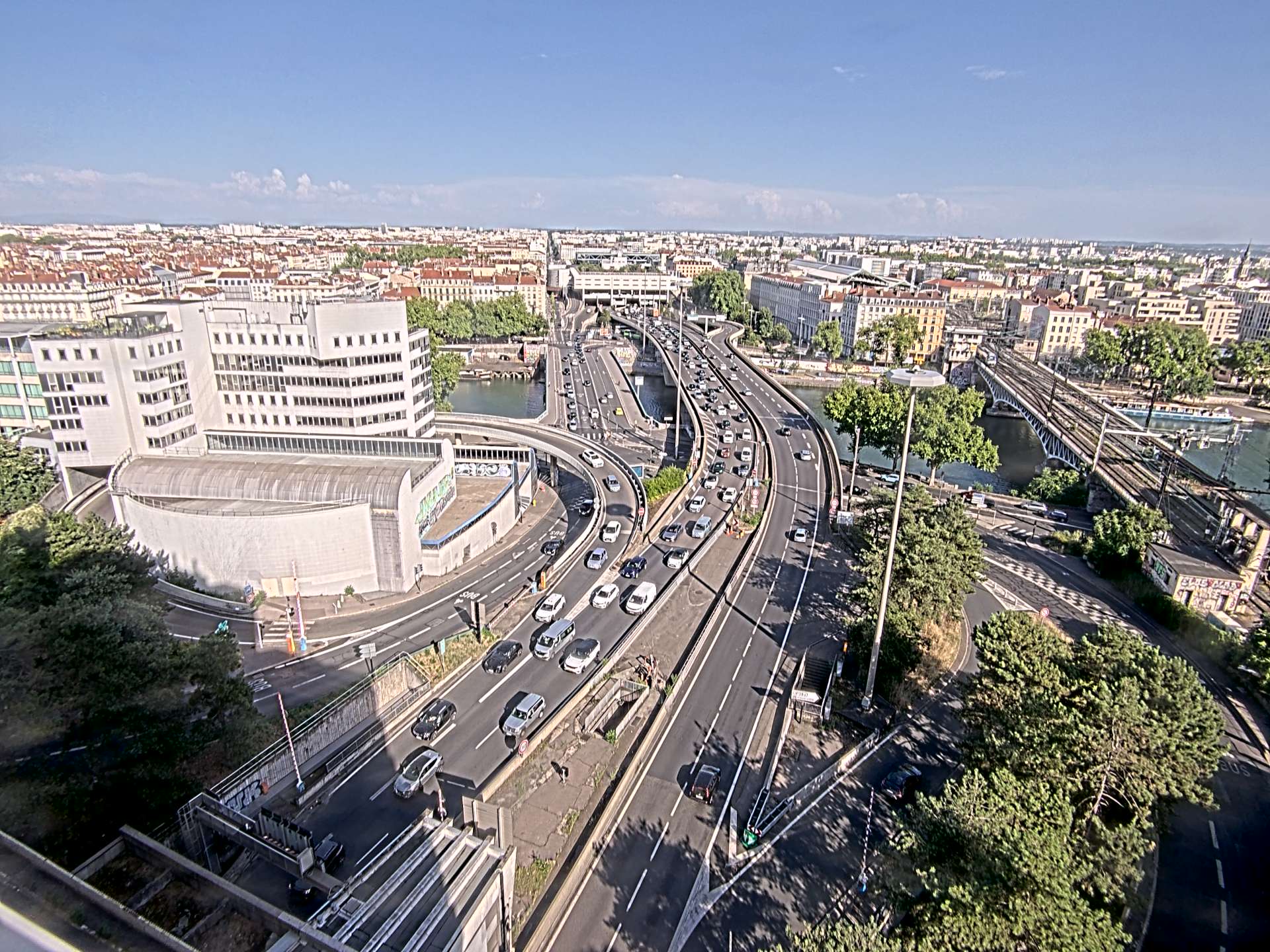 Caméra autoroute à Lyon Perrache à l'entrée Sud du Tunnel sous Fourvière, en direction de Marseille