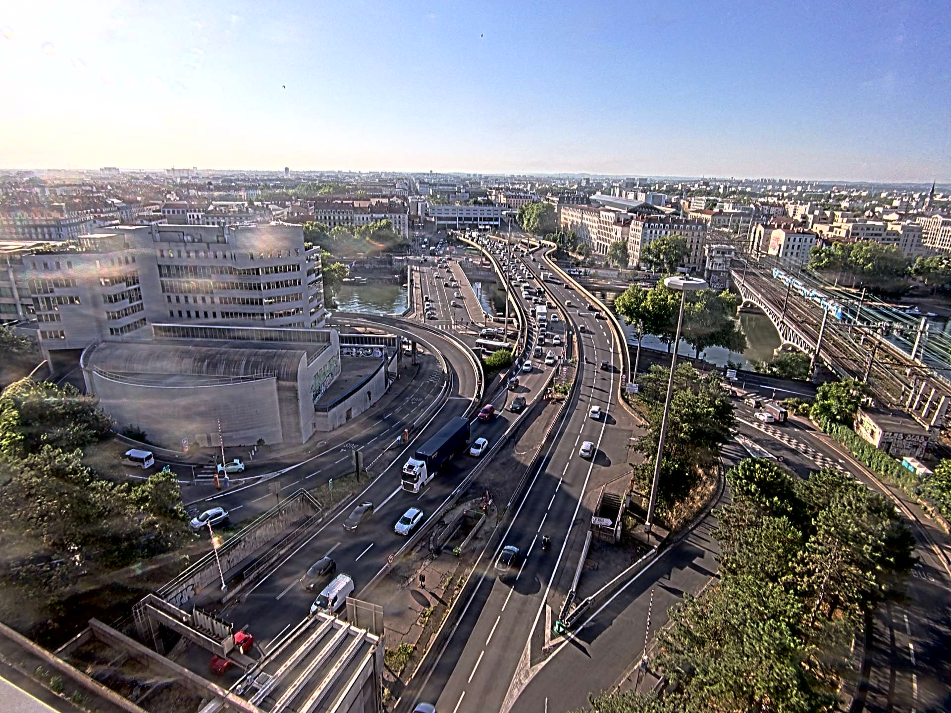 Caméra autoroute à Lyon Perrache à l'entrée Sud du Tunnel sous Fourvière, en direction de Marseille