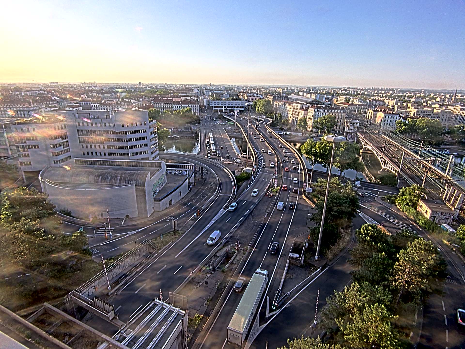 Caméra autoroute à Lyon Perrache à l'entrée Sud du Tunnel sous Fourvière, en direction de Marseille