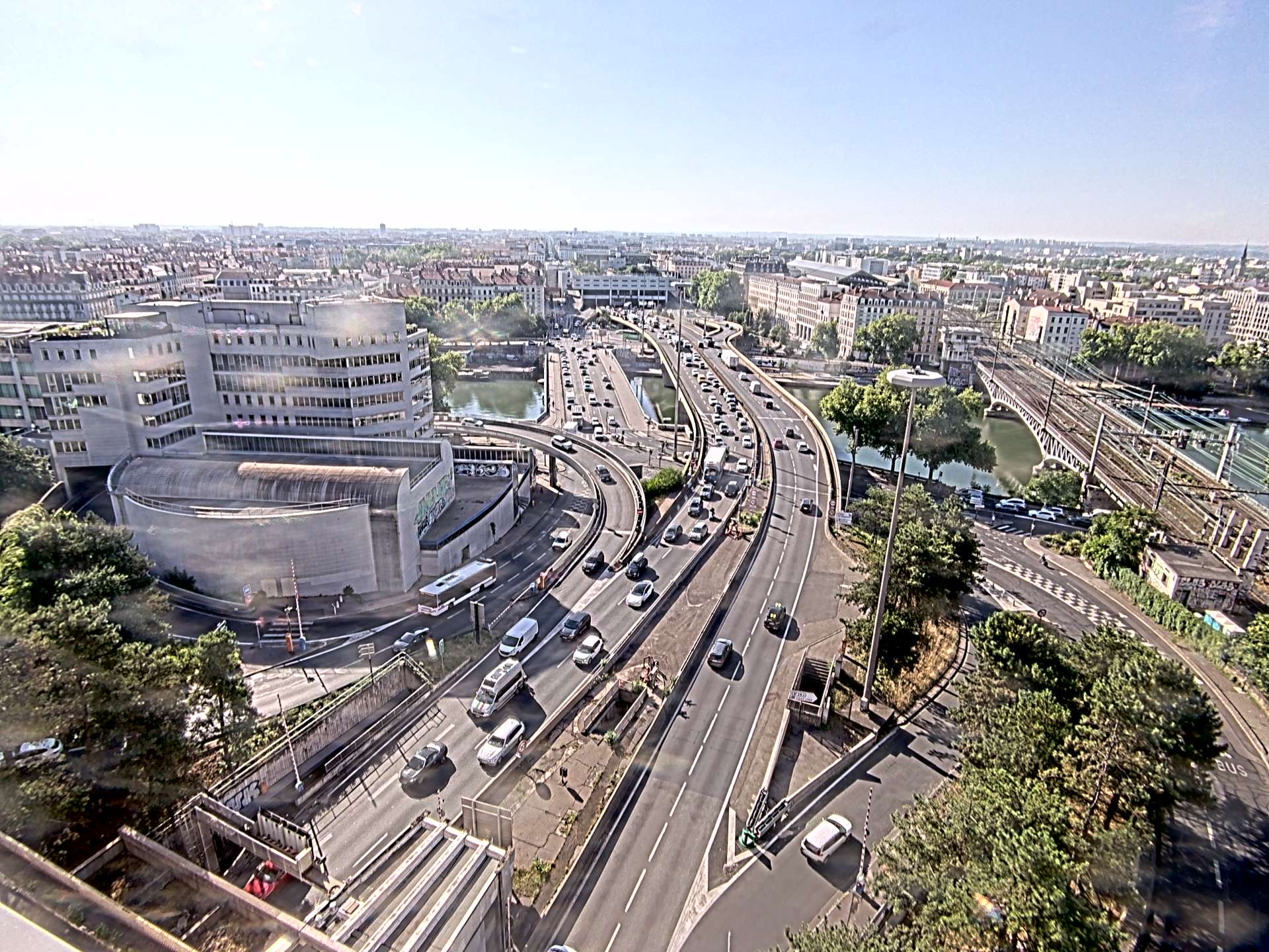 Caméra autoroute à Lyon Perrache à l'entrée Sud du Tunnel sous Fourvière, en direction de Marseille