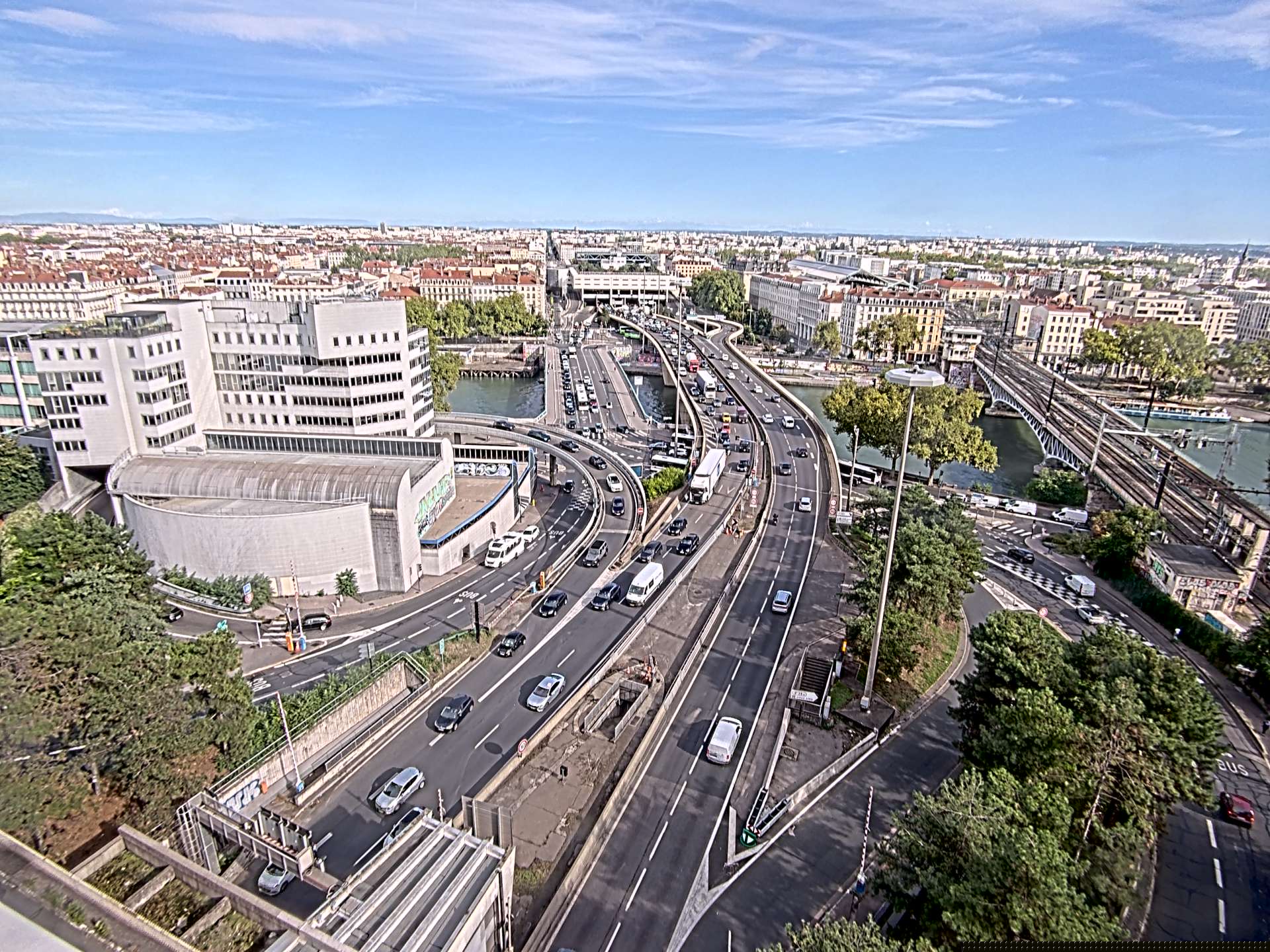 Caméra autoroute à Lyon Perrache à l'entrée Sud du Tunnel sous Fourvière, en direction de Marseille