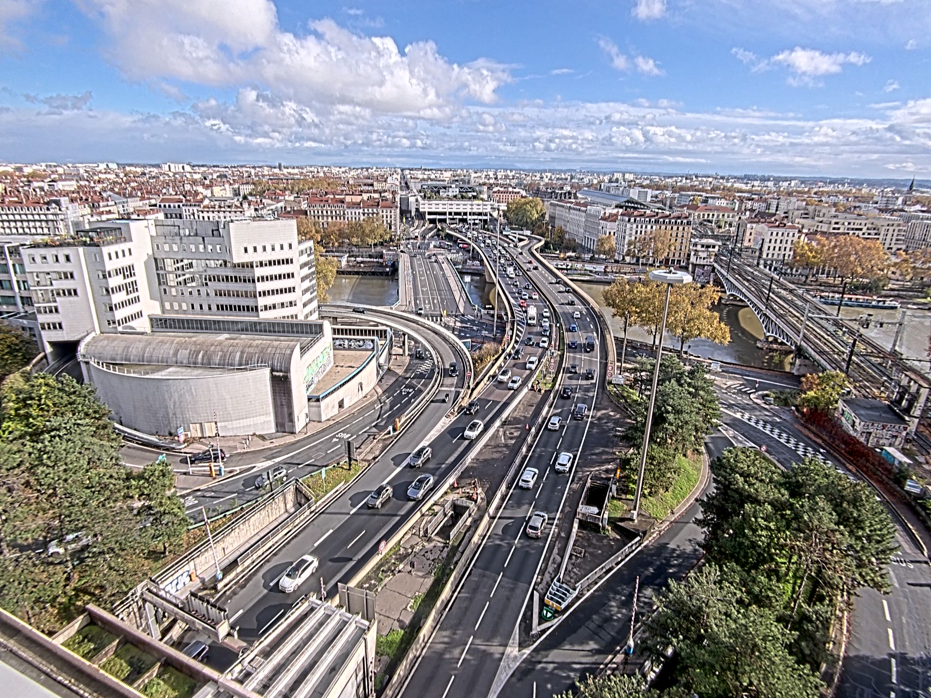 Caméra autoroute à Lyon Perrache à l'entrée Sud du Tunnel sous Fourvière, en direction de Marseille