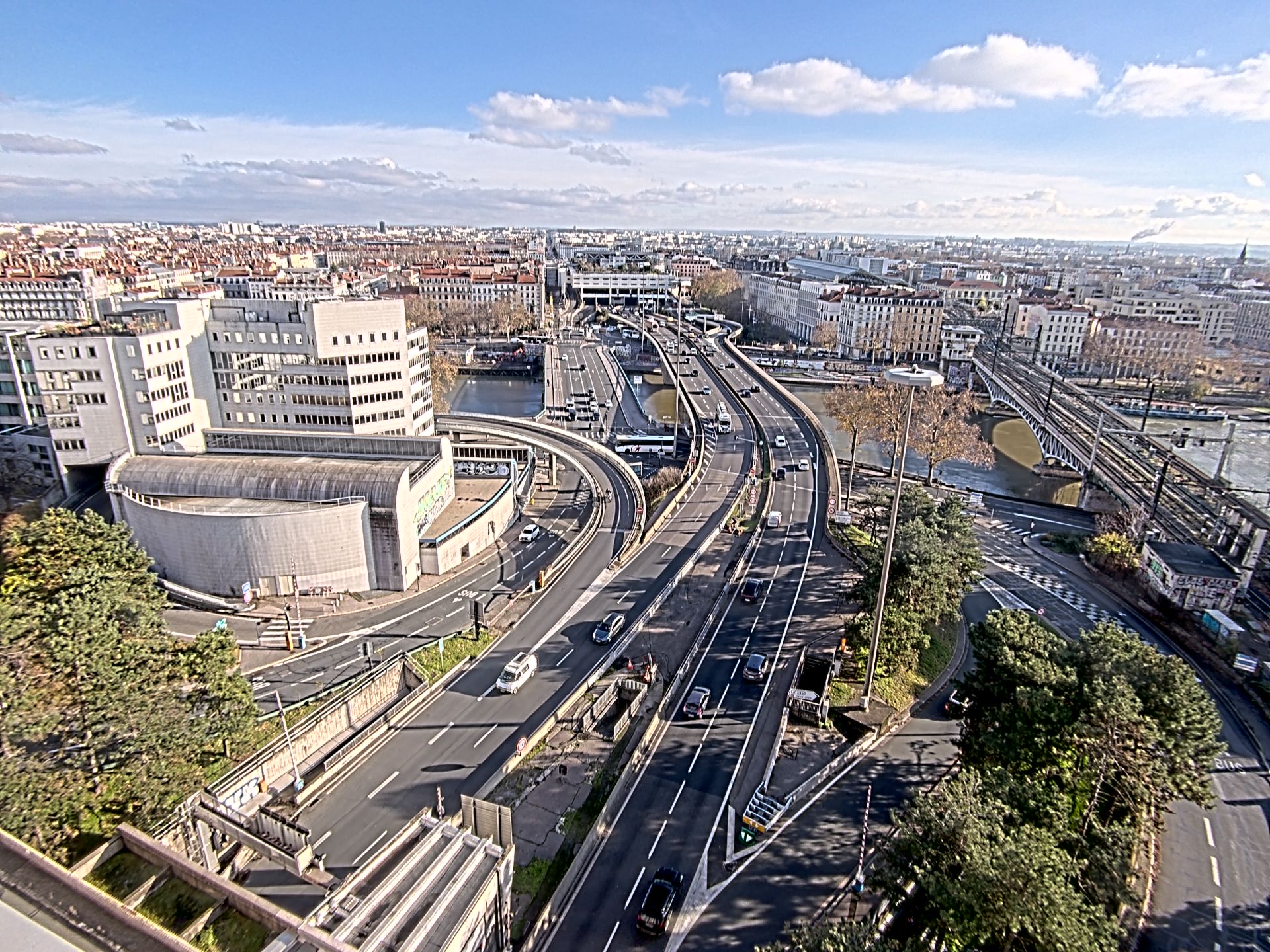 Caméra autoroute à Lyon Perrache à l'entrée Sud du Tunnel sous Fourvière, en direction de Marseille