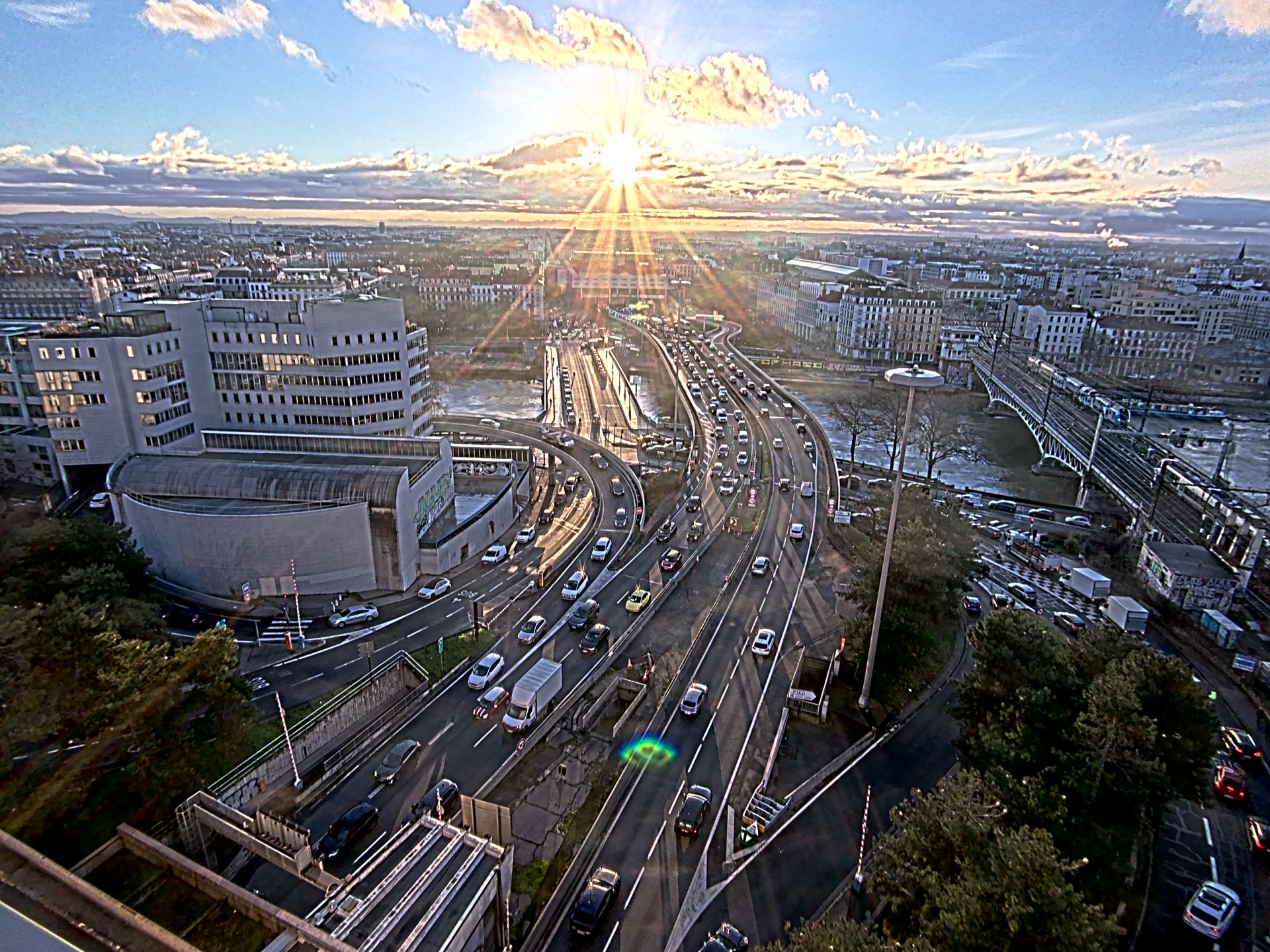 Caméra autoroute à Lyon Perrache à l'entrée Sud du Tunnel sous Fourvière, en direction de Marseille