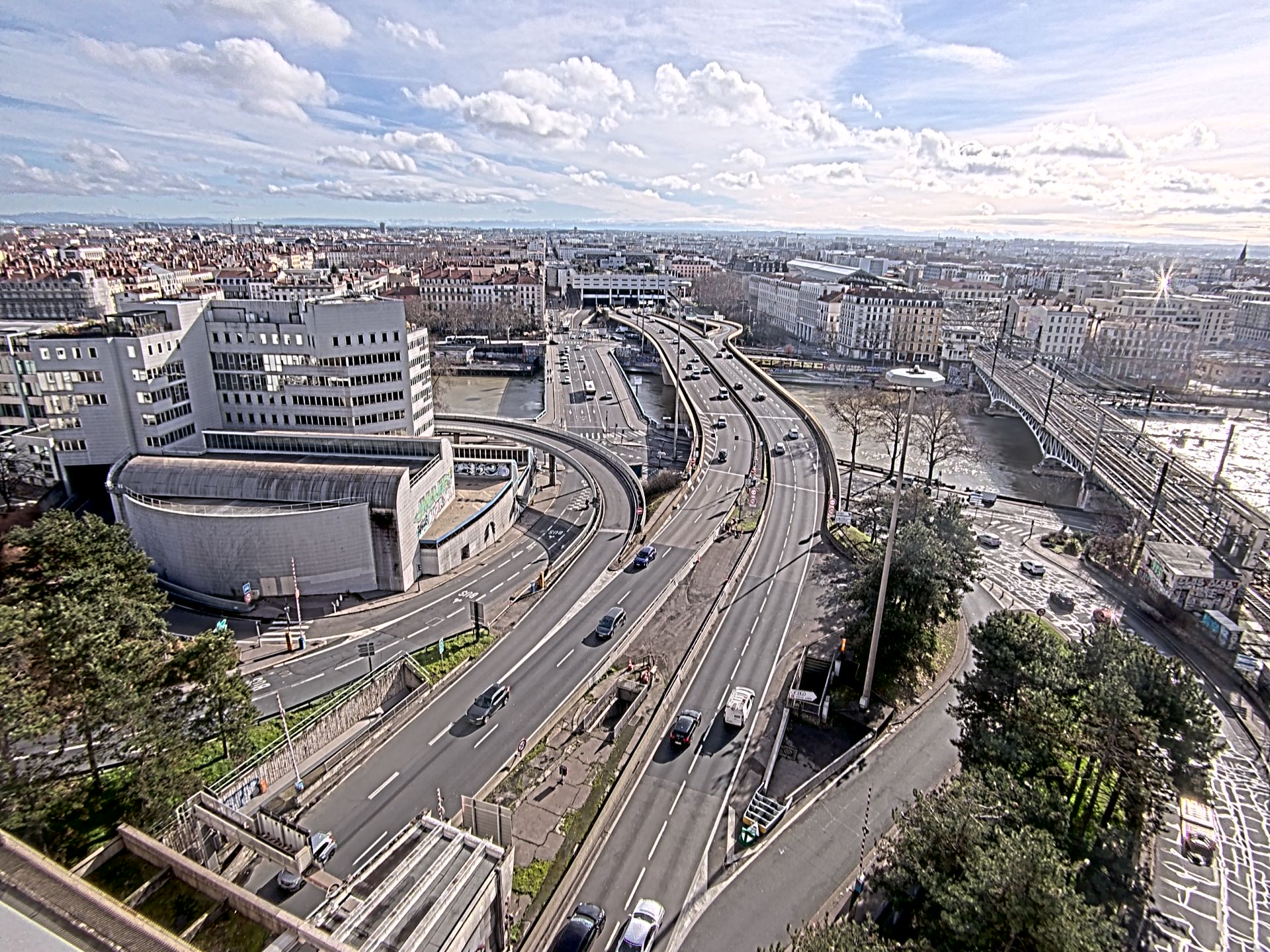 Caméra autoroute à Lyon Perrache à l'entrée Sud du Tunnel sous Fourvière, en direction de Marseille