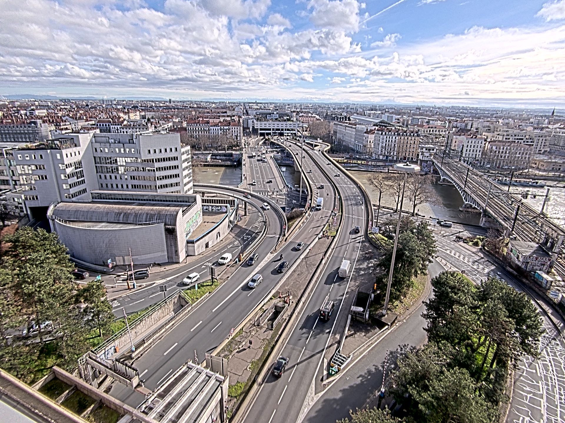 Caméra autoroute à Lyon Perrache à l'entrée Sud du Tunnel sous Fourvière, en direction de Marseille