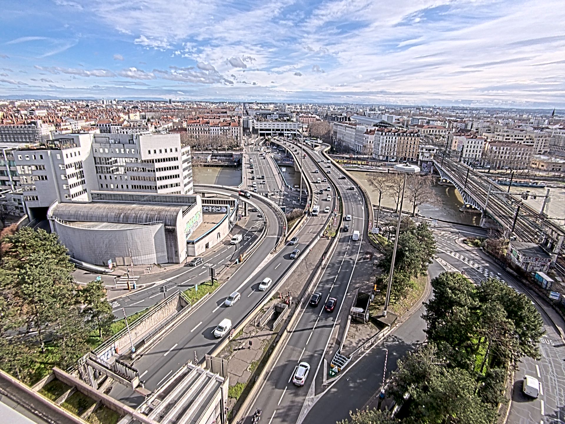 Caméra autoroute à Lyon Perrache à l'entrée Sud du Tunnel sous Fourvière, en direction de Marseille