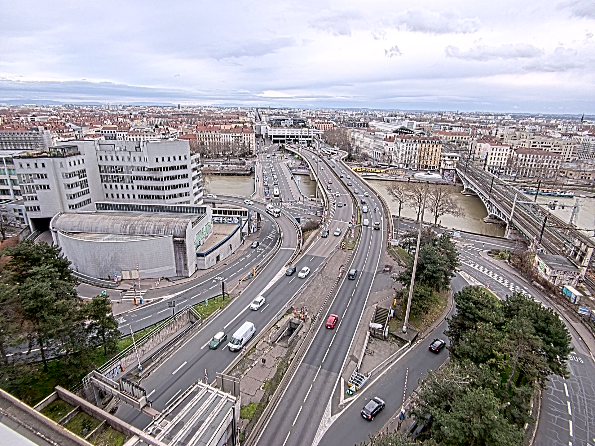 Caméra autoroute à Lyon Perrache à l'entrée Sud du Tunnel sous Fourvière, en direction de Marseille