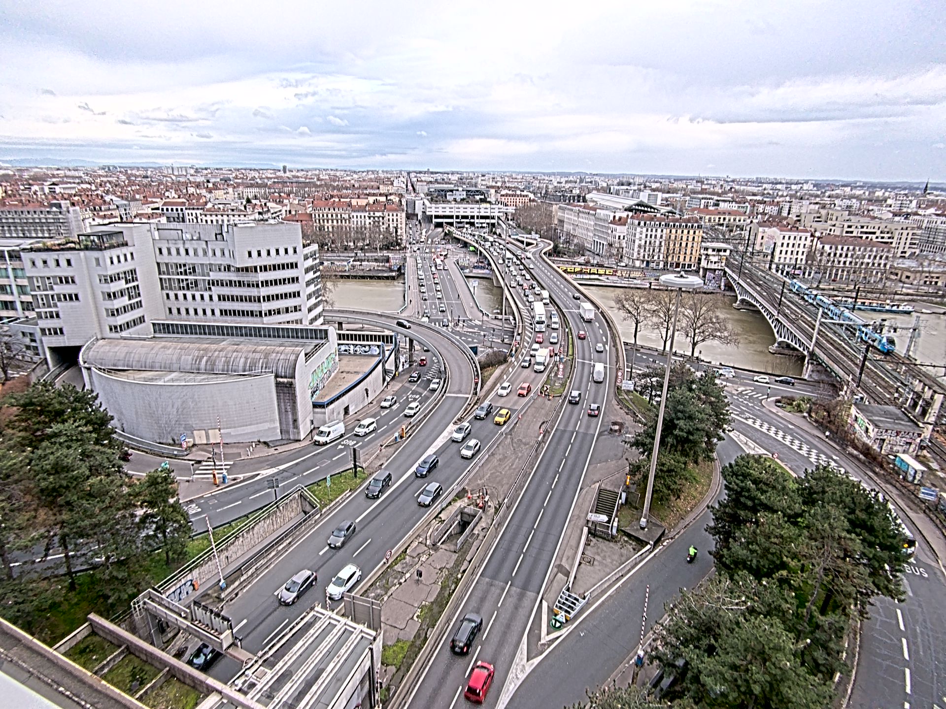Caméra autoroute à Lyon Perrache à l'entrée Sud du Tunnel sous Fourvière, en direction de Marseille