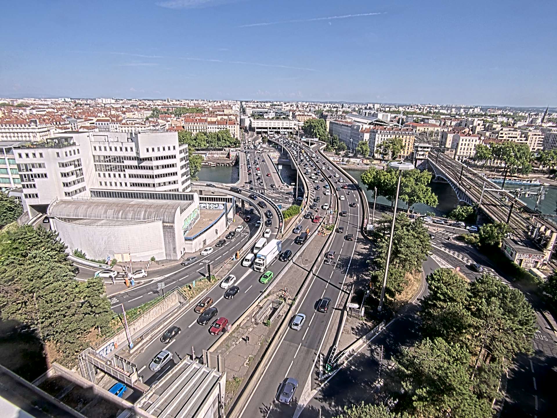 Caméra autoroute à Lyon Perrache à l'entrée Sud du Tunnel sous Fourvière, en direction de Marseille