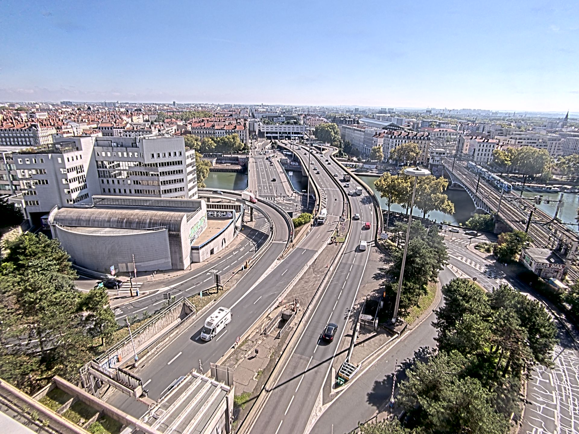 Caméra autoroute à Lyon Perrache à l'entrée Sud du Tunnel sous Fourvière, en direction de Marseille