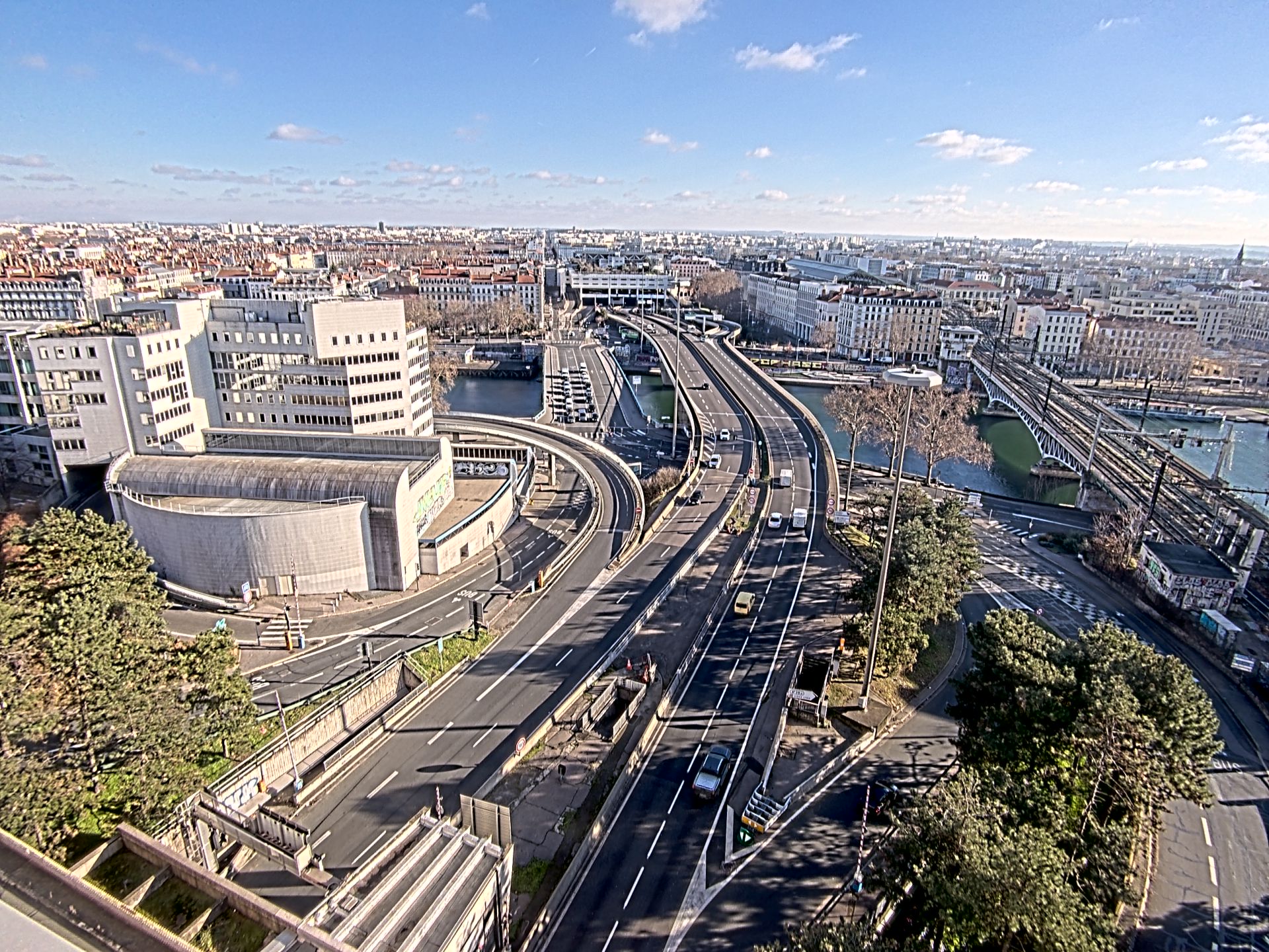 Caméra autoroute à Lyon Perrache à l'entrée Sud du Tunnel sous Fourvière, en direction de Marseille