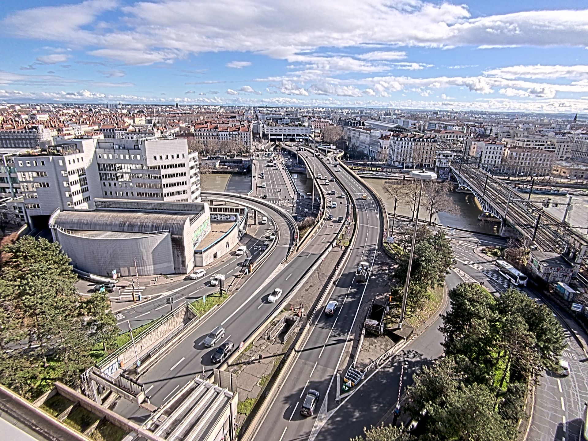Caméra autoroute à Lyon Perrache à l'entrée Sud du Tunnel sous Fourvière, en direction de Marseille