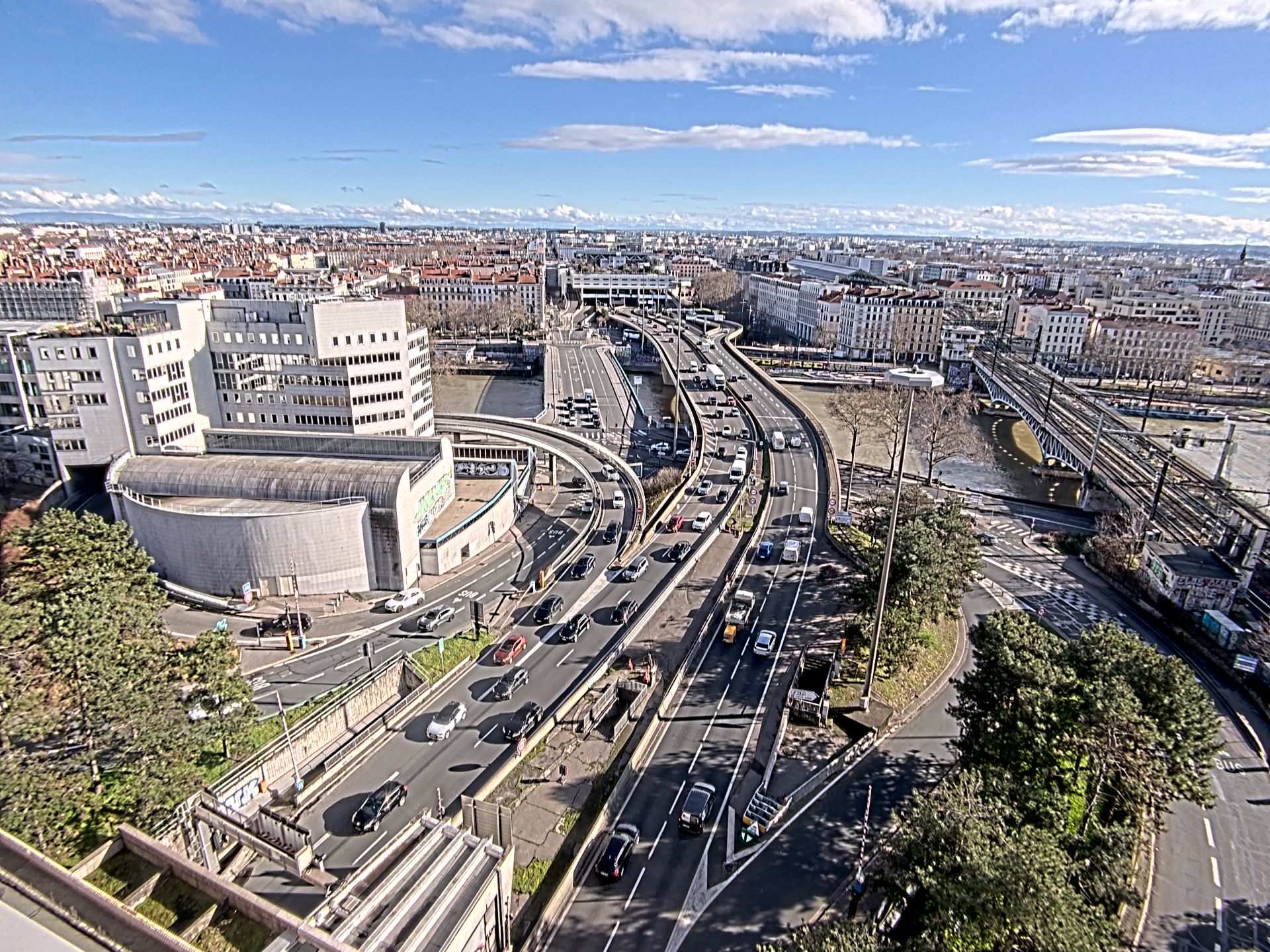 Caméra autoroute à Lyon Perrache à l'entrée Sud du Tunnel sous Fourvière, en direction de Marseille