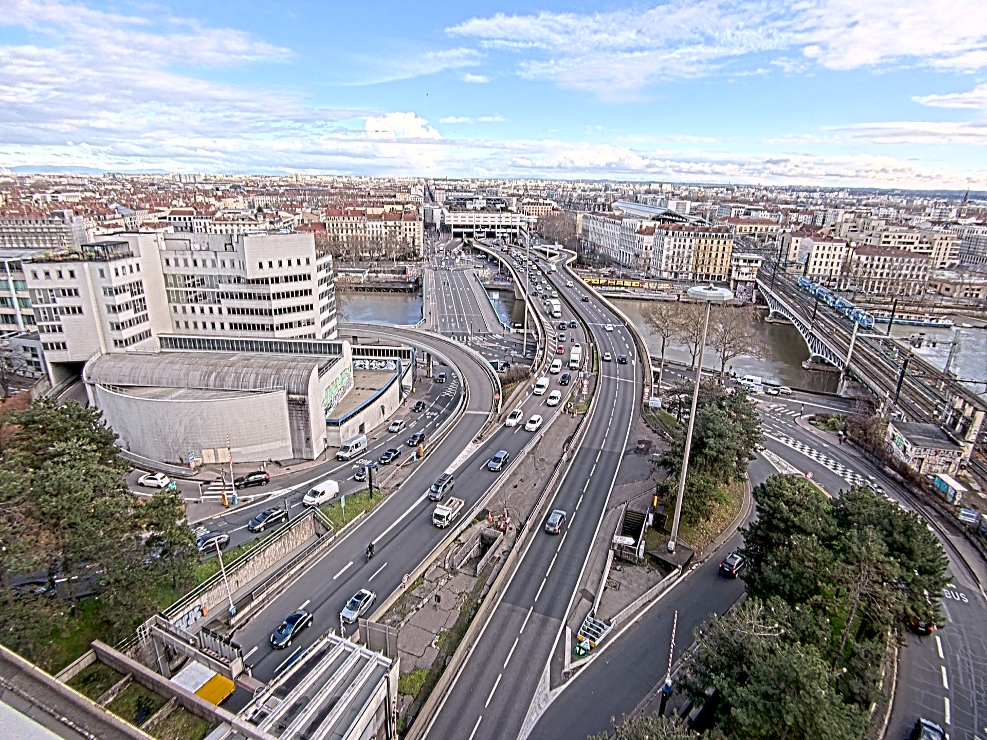 Caméra autoroute à Lyon Perrache à l'entrée Sud du Tunnel sous Fourvière, en direction de Marseille