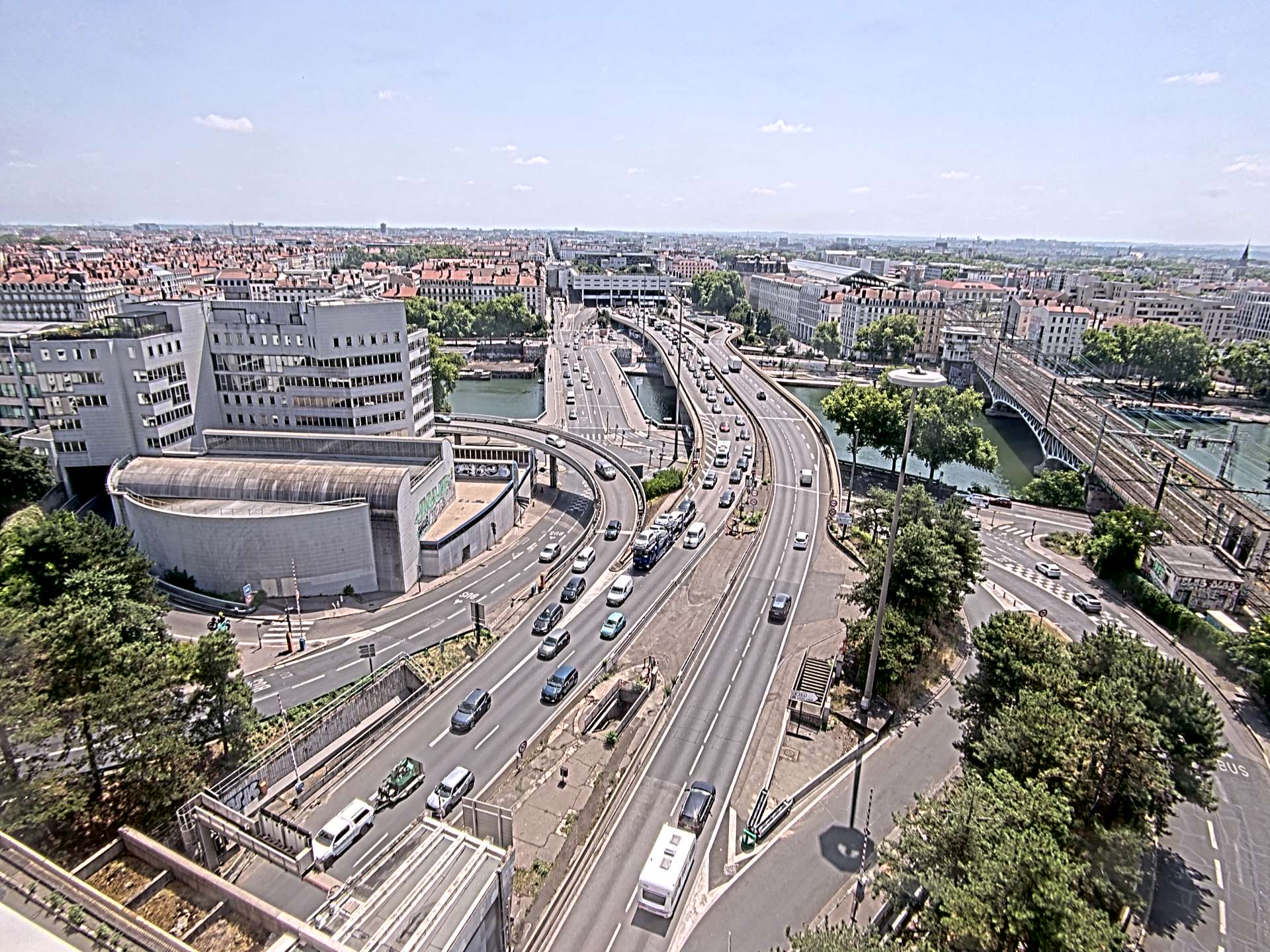 Caméra autoroute à Lyon Perrache à l'entrée Sud du Tunnel sous Fourvière, en direction de Marseille