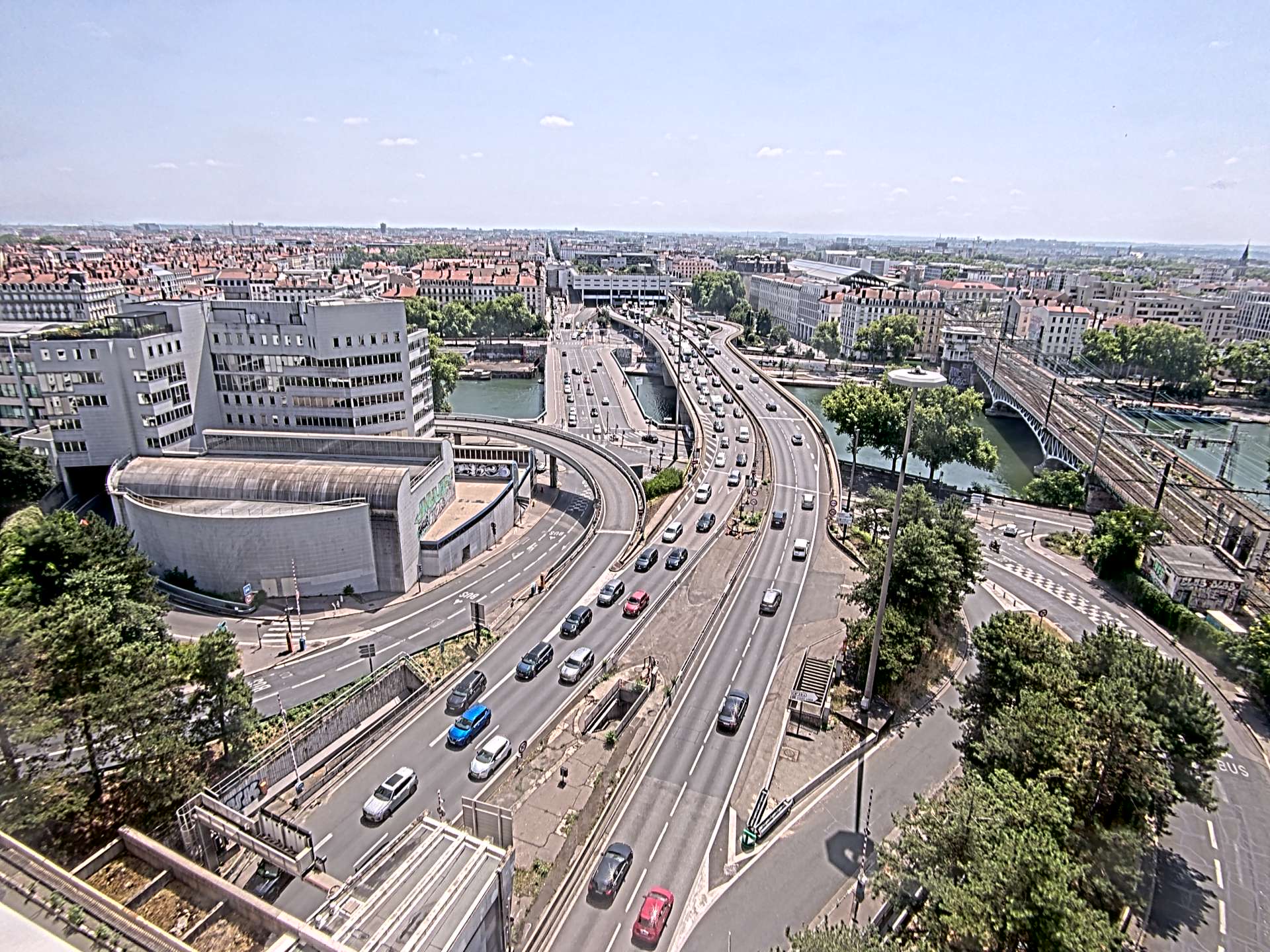Caméra autoroute à Lyon Perrache à l'entrée Sud du Tunnel sous Fourvière, en direction de Marseille