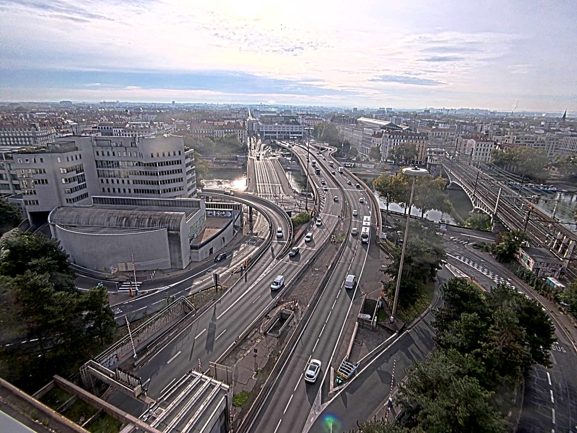 Caméra autoroute à Lyon Perrache à l'entrée Sud du Tunnel sous Fourvière, en direction de Marseille