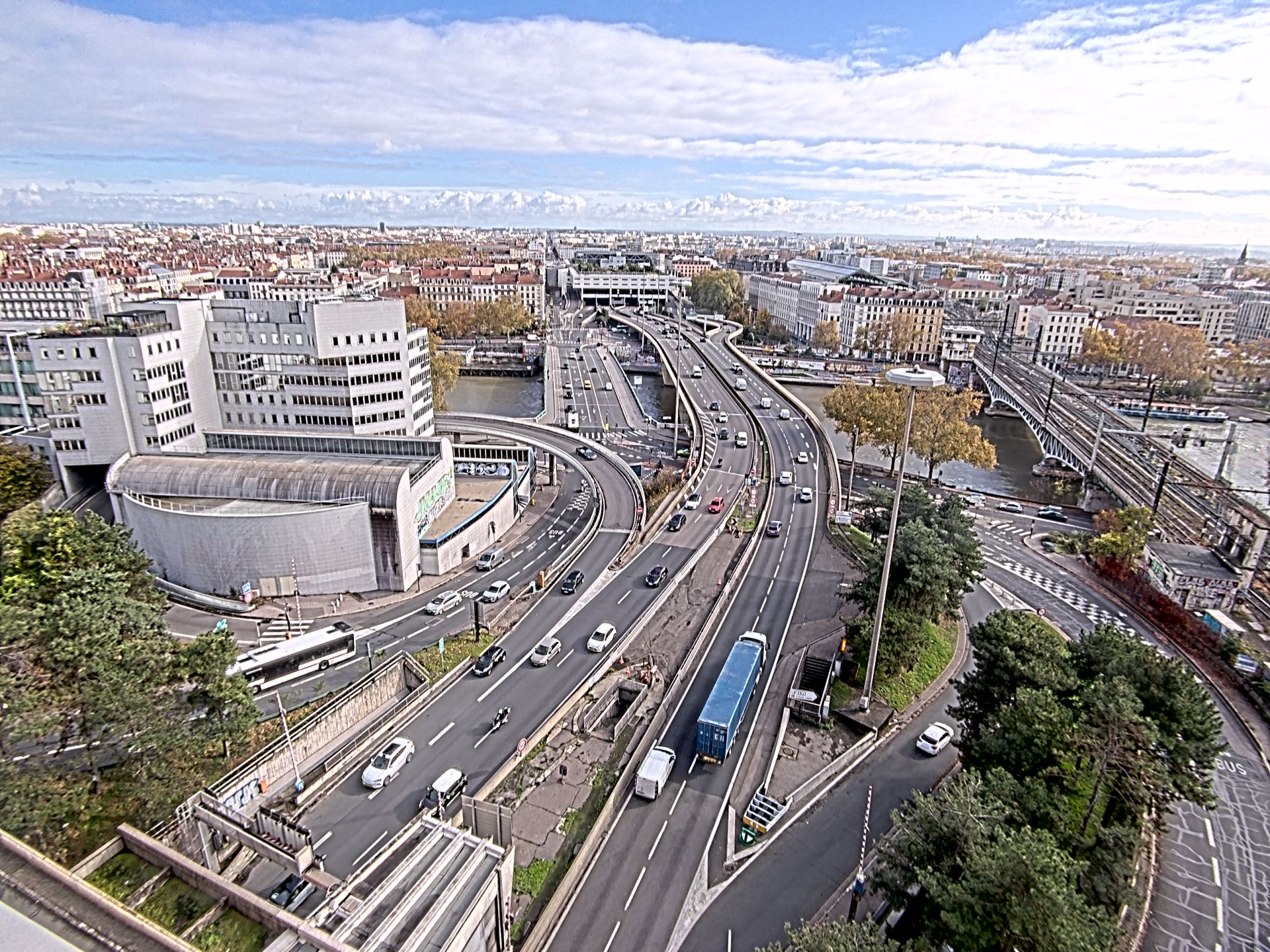 Caméra autoroute à Lyon Perrache à l'entrée Sud du Tunnel sous Fourvière, en direction de Marseille