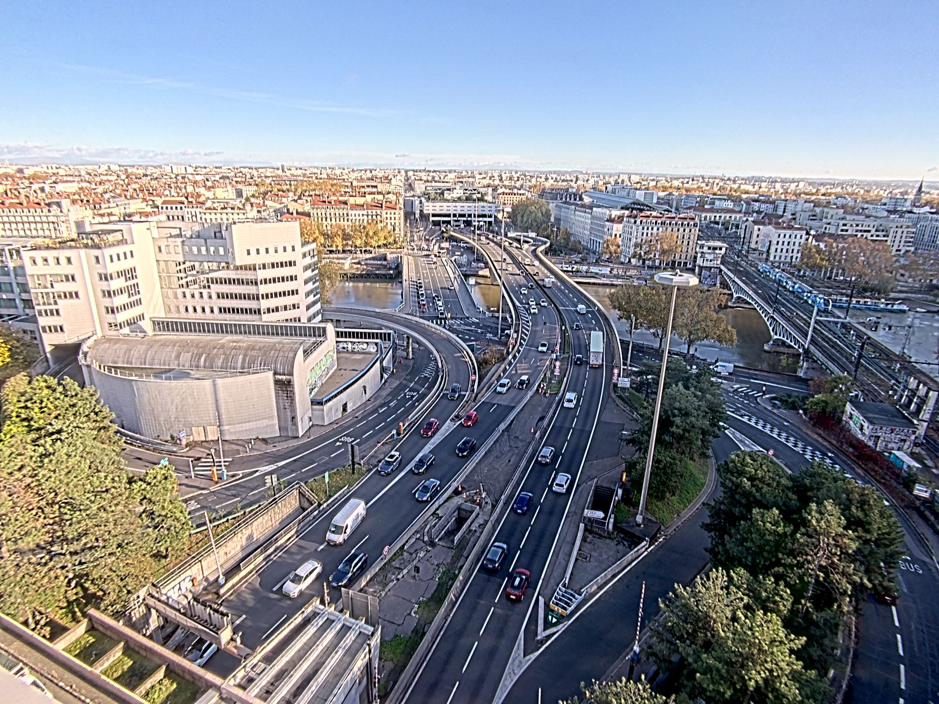 Caméra autoroute à Lyon Perrache à l'entrée Sud du Tunnel sous Fourvière, en direction de Marseille