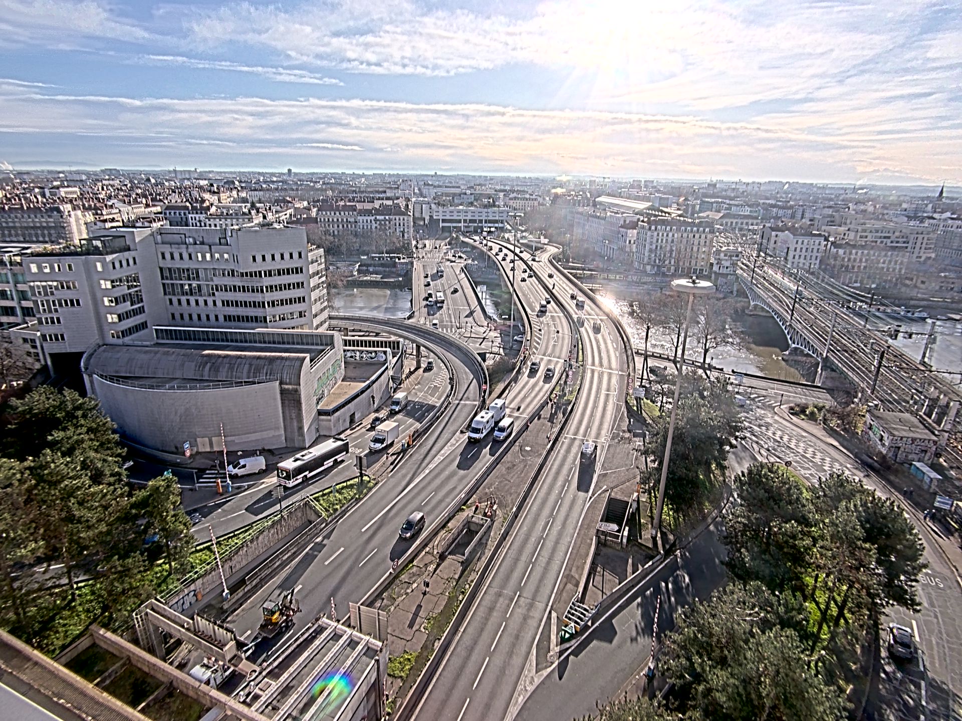 Caméra autoroute à Lyon Perrache à l'entrée Sud du Tunnel sous Fourvière, en direction de Marseille