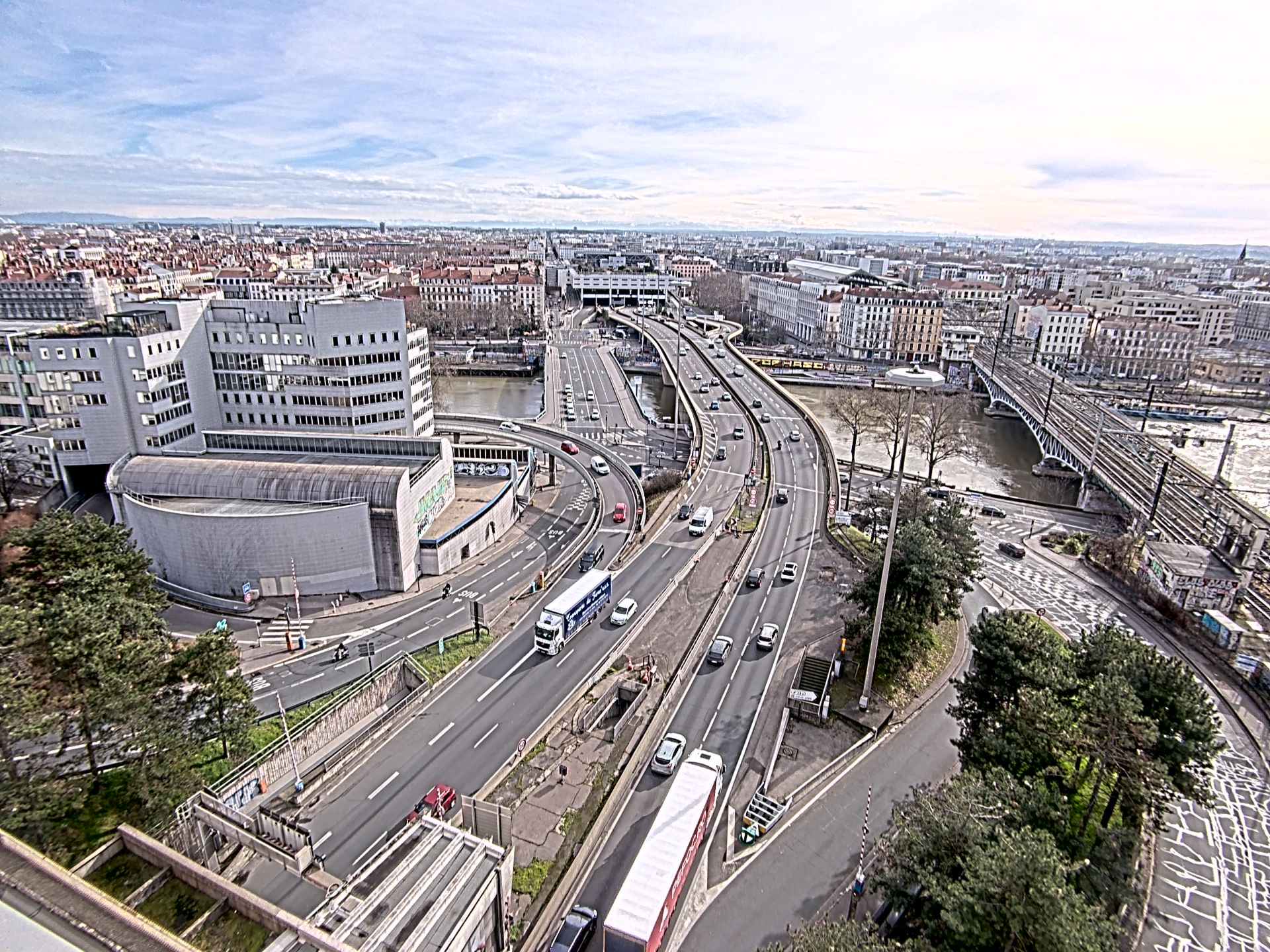 Caméra autoroute à Lyon Perrache à l'entrée Sud du Tunnel sous Fourvière, en direction de Marseille