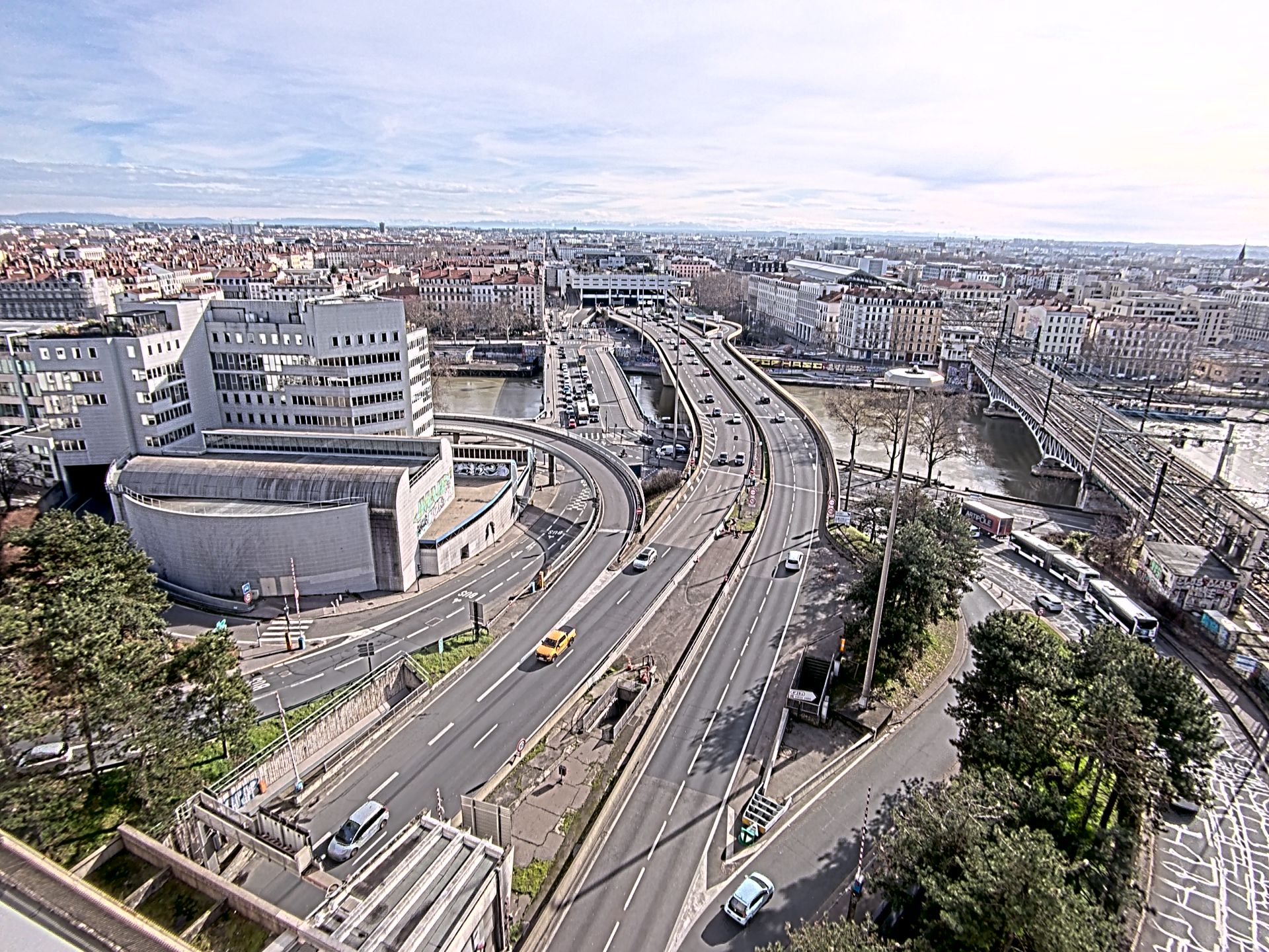 Caméra autoroute à Lyon Perrache à l'entrée Sud du Tunnel sous Fourvière, en direction de Marseille