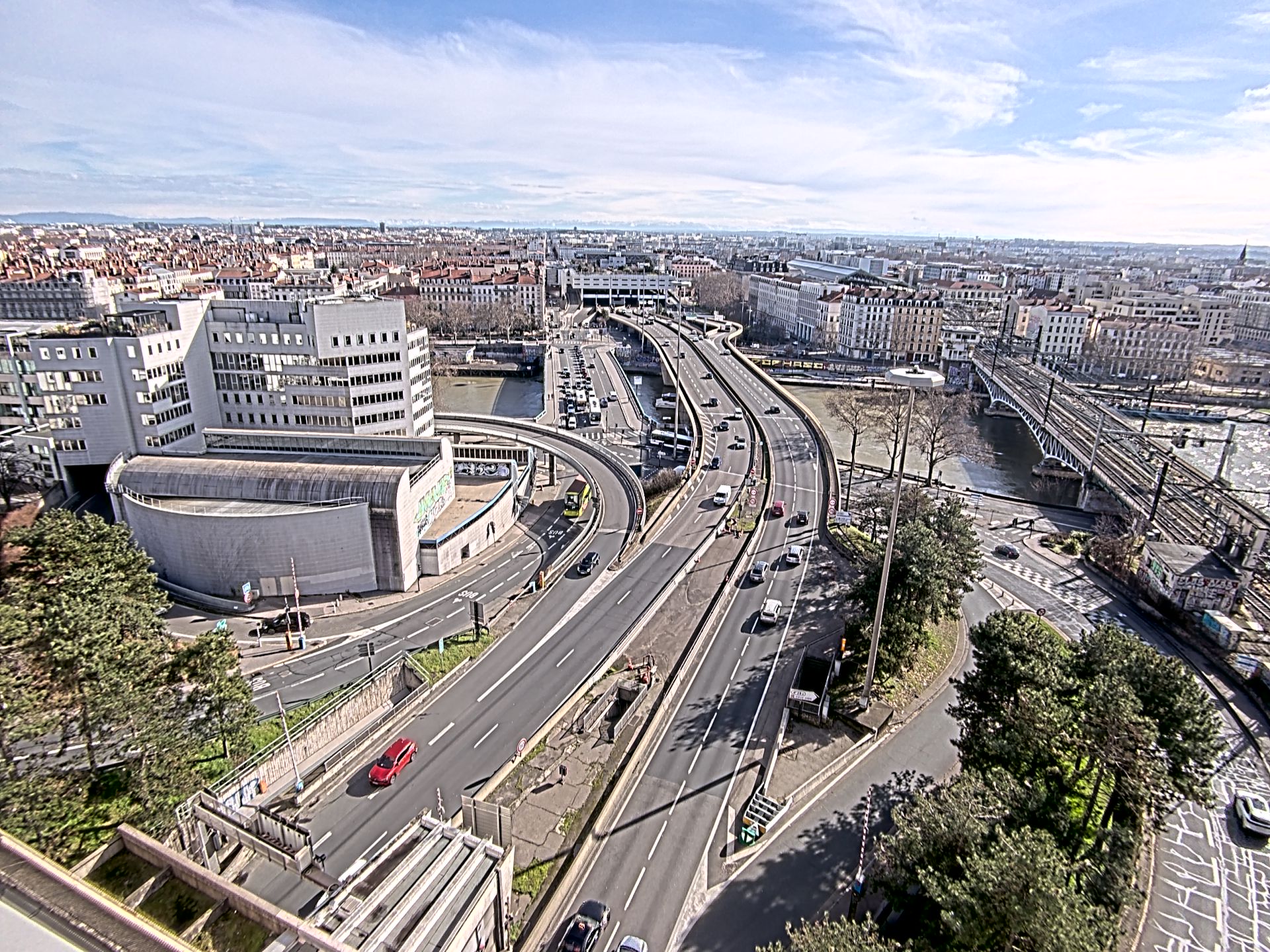 Caméra autoroute à Lyon Perrache à l'entrée Sud du Tunnel sous Fourvière, en direction de Marseille