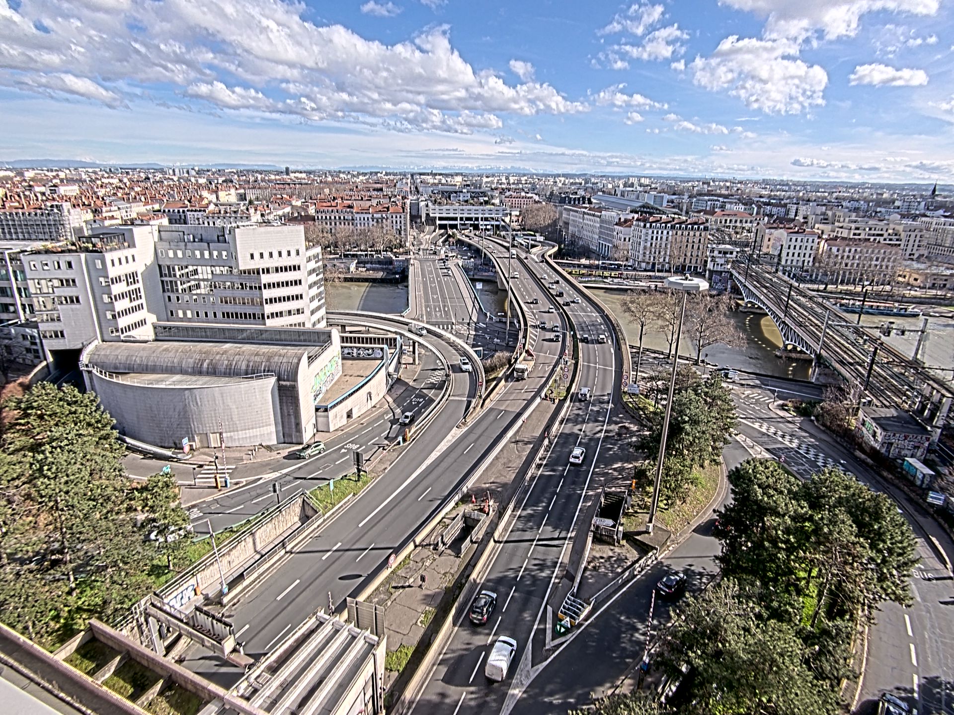 Caméra autoroute à Lyon Perrache à l'entrée Sud du Tunnel sous Fourvière, en direction de Marseille