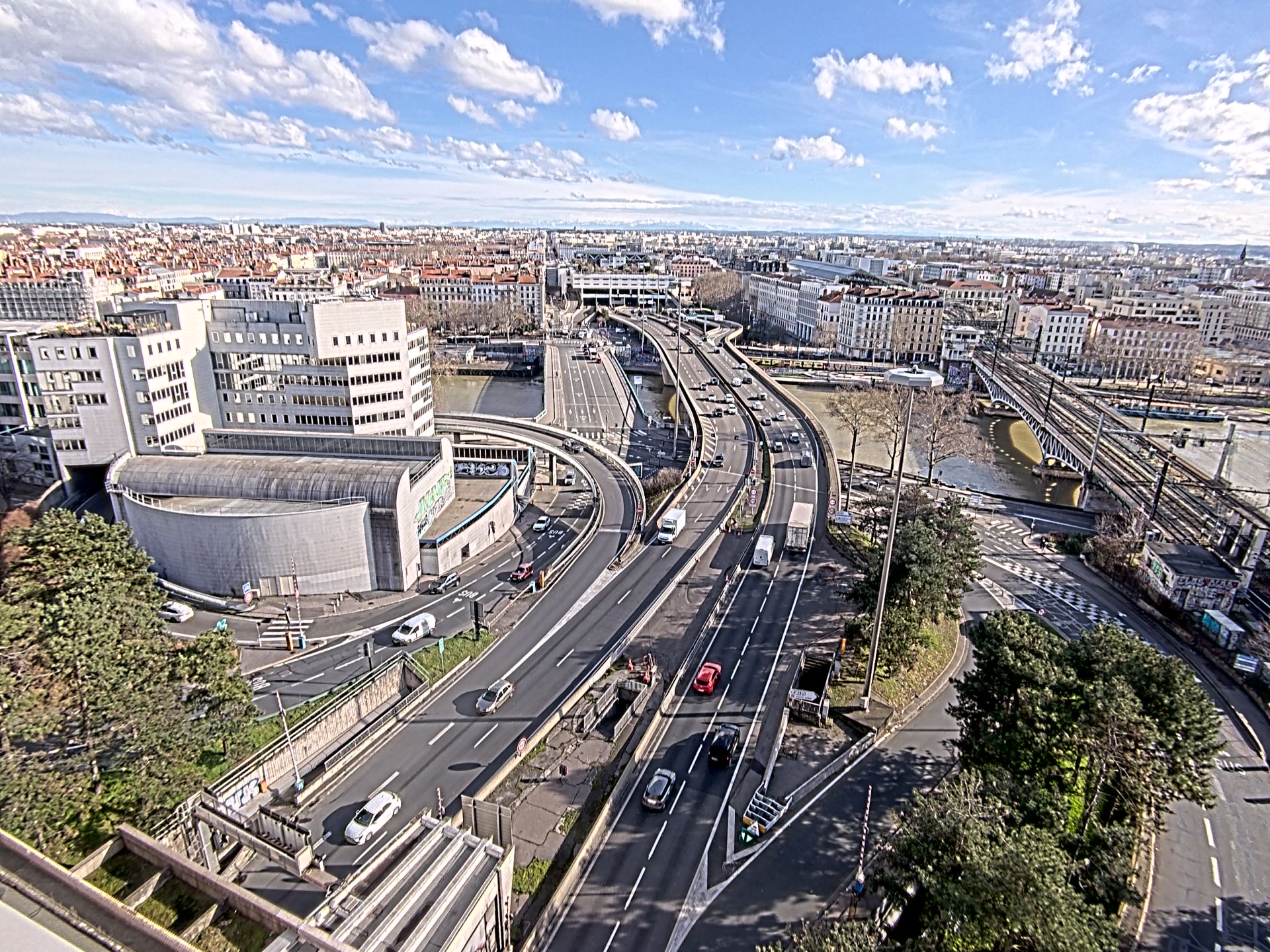 Caméra autoroute à Lyon Perrache à l'entrée Sud du Tunnel sous Fourvière, en direction de Marseille
