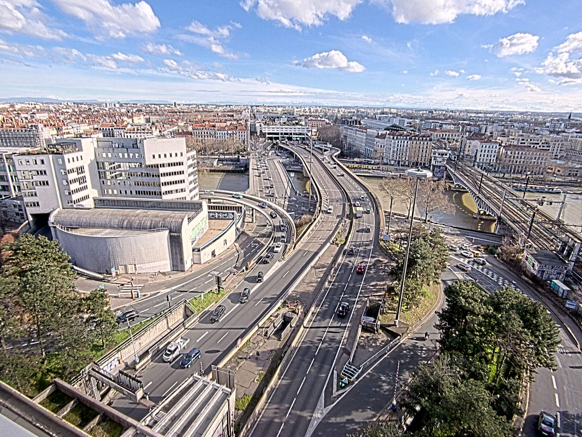 Caméra autoroute à Lyon Perrache à l'entrée Sud du Tunnel sous Fourvière, en direction de Marseille