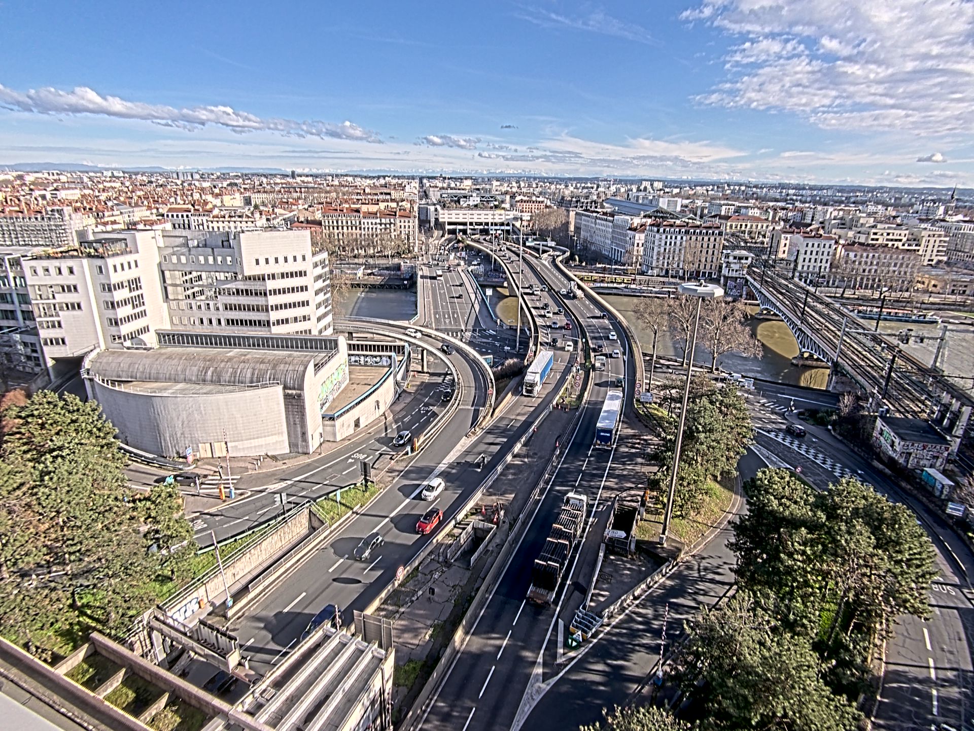 Caméra autoroute à Lyon Perrache à l'entrée Sud du Tunnel sous Fourvière, en direction de Marseille