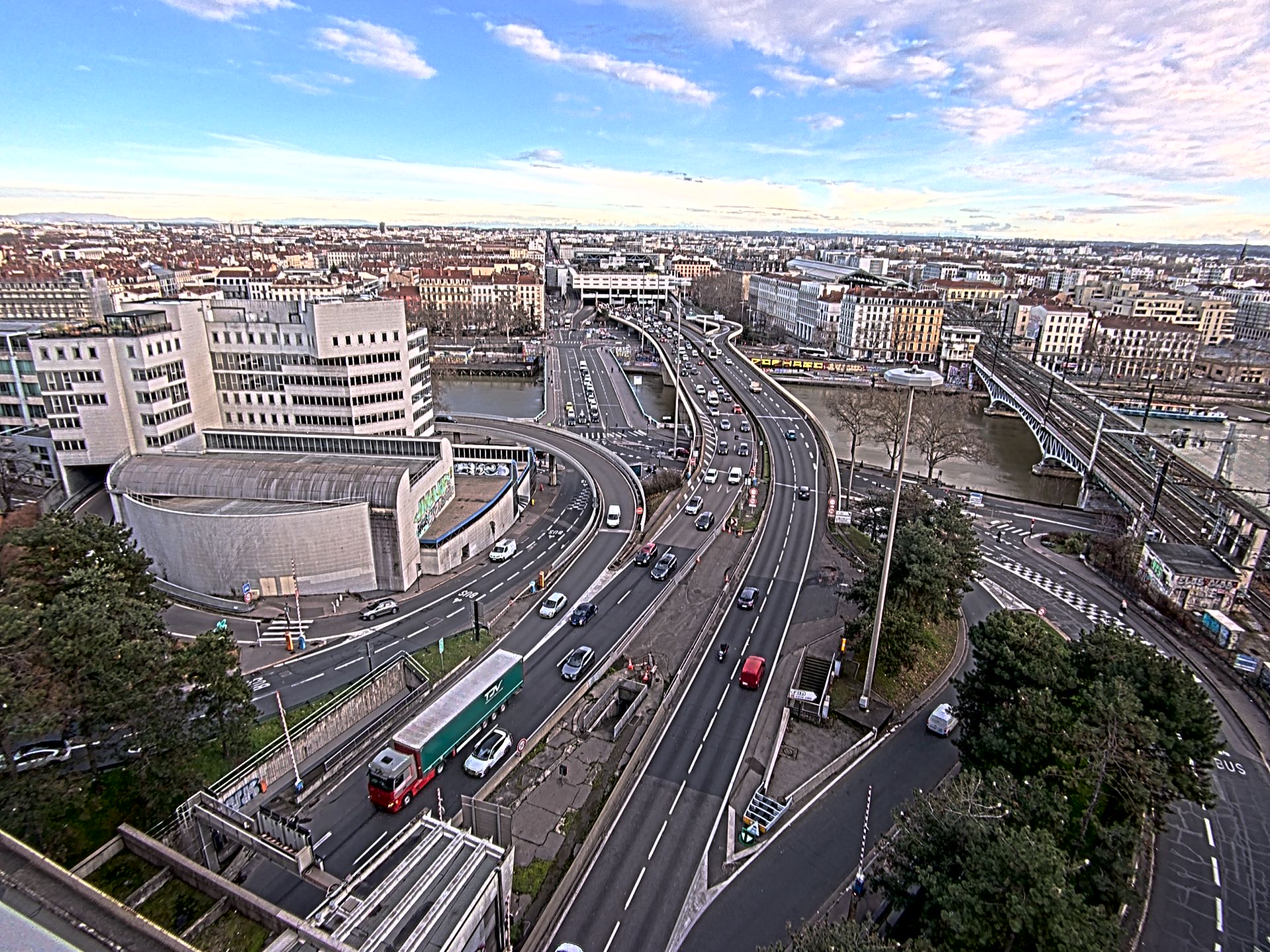 Caméra autoroute à Lyon Perrache à l'entrée Sud du Tunnel sous Fourvière, en direction de Marseille