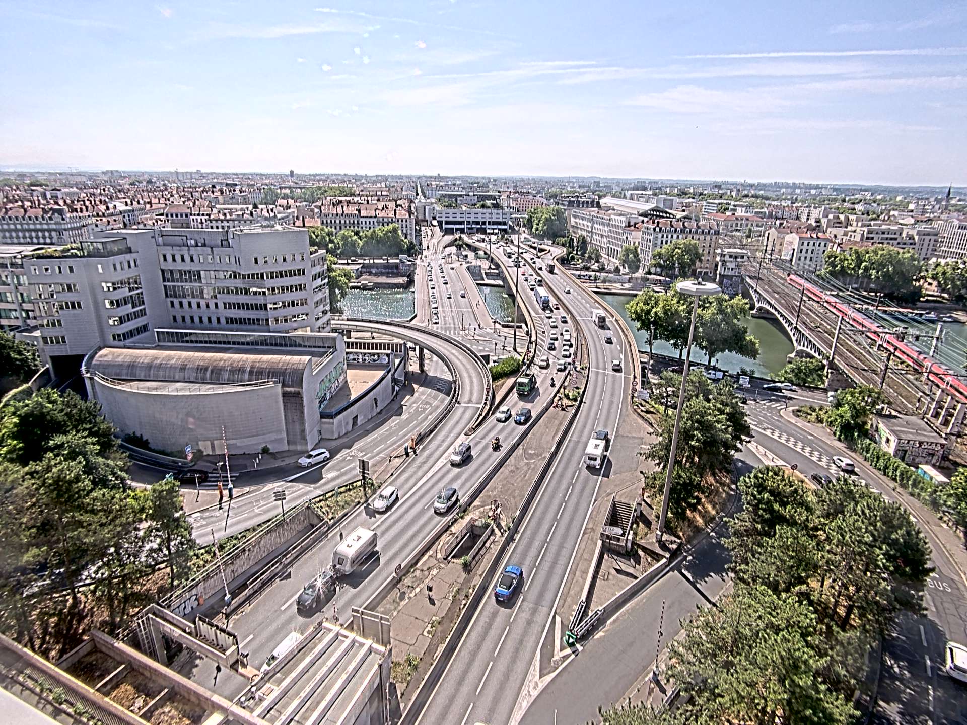 Caméra autoroute à Lyon Perrache à l'entrée Sud du Tunnel sous Fourvière, en direction de Marseille