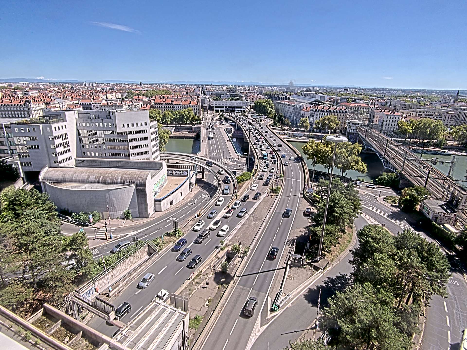 Caméra autoroute à Lyon Perrache à l'entrée Sud du Tunnel sous Fourvière, en direction de Marseille