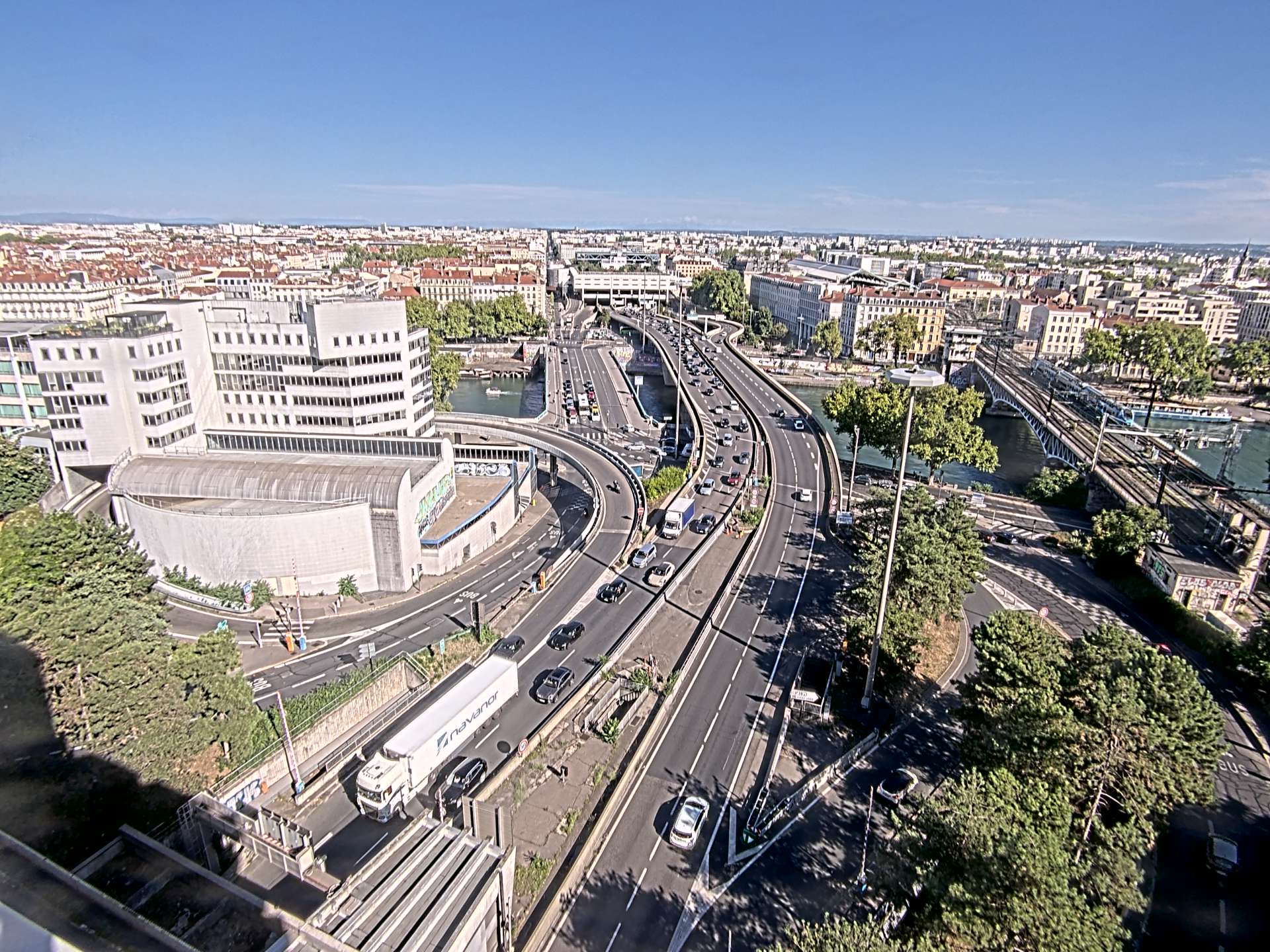 Caméra autoroute à Lyon Perrache à l'entrée Sud du Tunnel sous Fourvière, en direction de Marseille