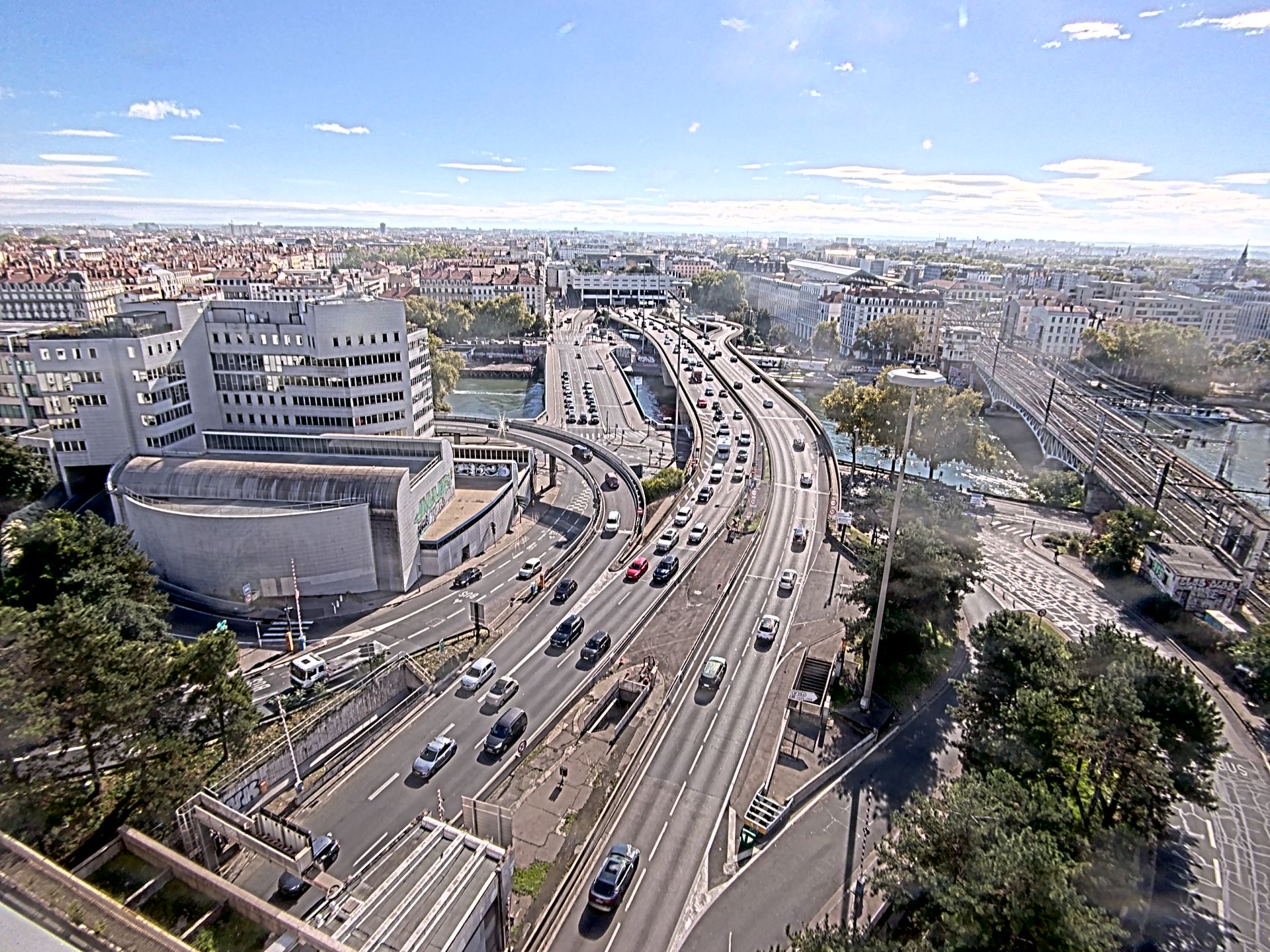 Caméra autoroute à Lyon Perrache à l'entrée Sud du Tunnel sous Fourvière, en direction de Marseille