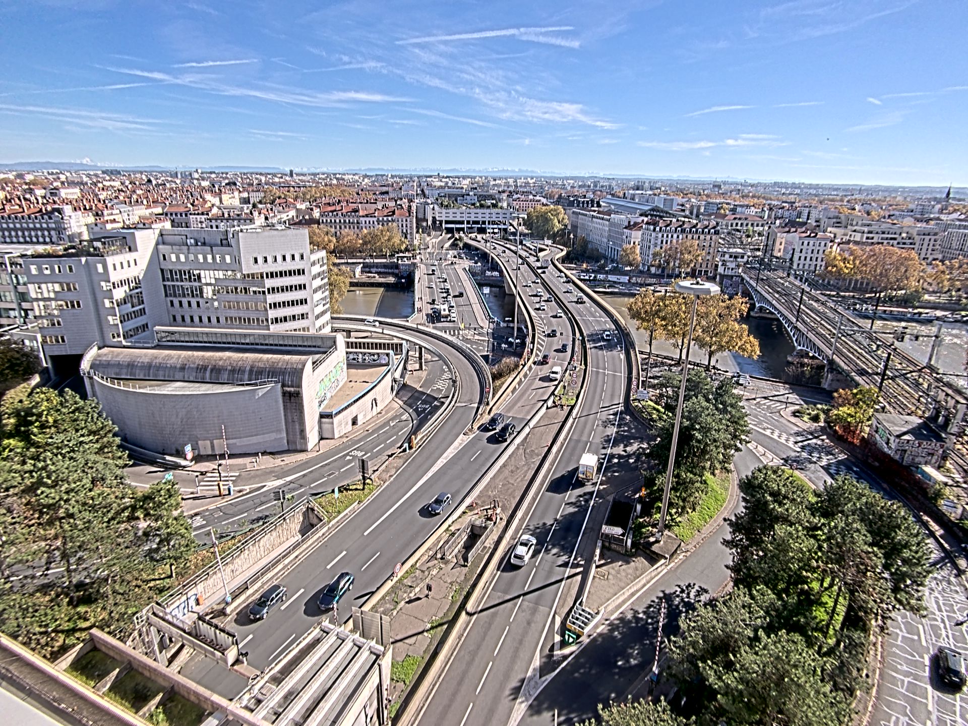 Caméra autoroute à Lyon Perrache à l'entrée Sud du Tunnel sous Fourvière, en direction de Marseille