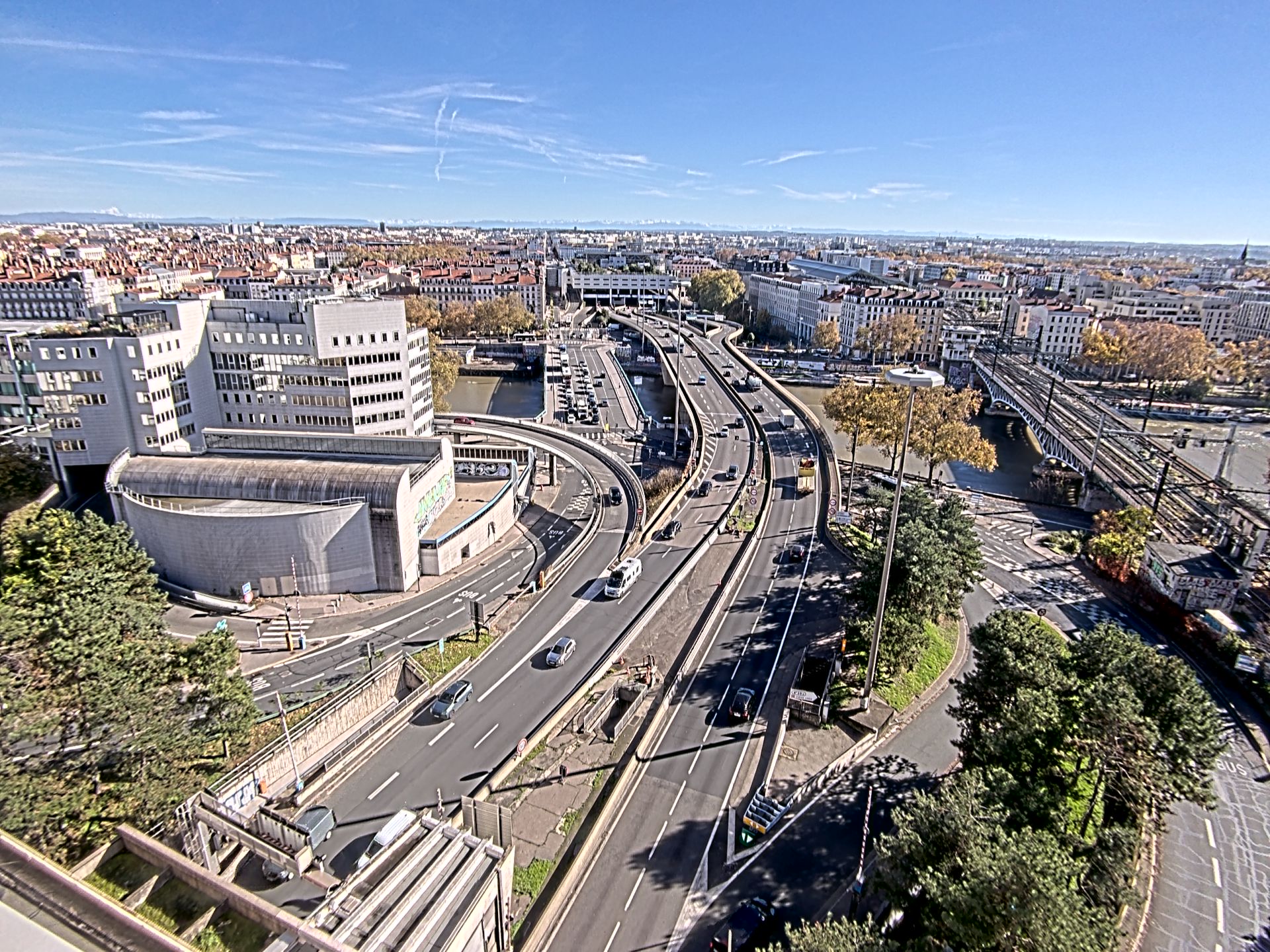 Caméra autoroute à Lyon Perrache à l'entrée Sud du Tunnel sous Fourvière, en direction de Marseille