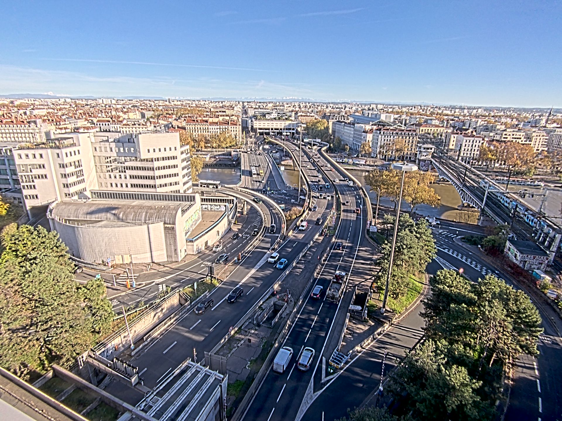 Caméra autoroute à Lyon Perrache à l'entrée Sud du Tunnel sous Fourvière, en direction de Marseille