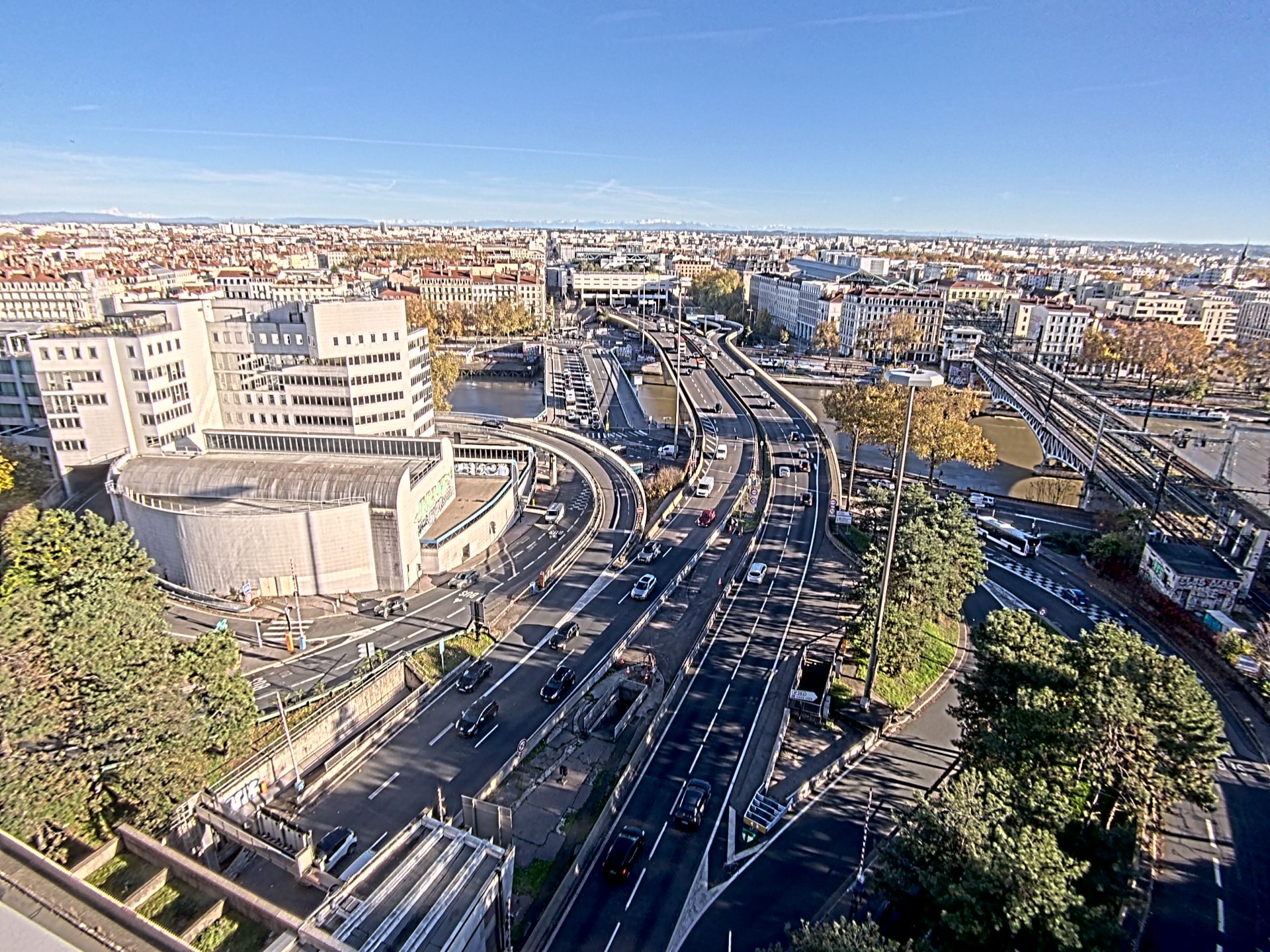 Caméra autoroute à Lyon Perrache à l'entrée Sud du Tunnel sous Fourvière, en direction de Marseille